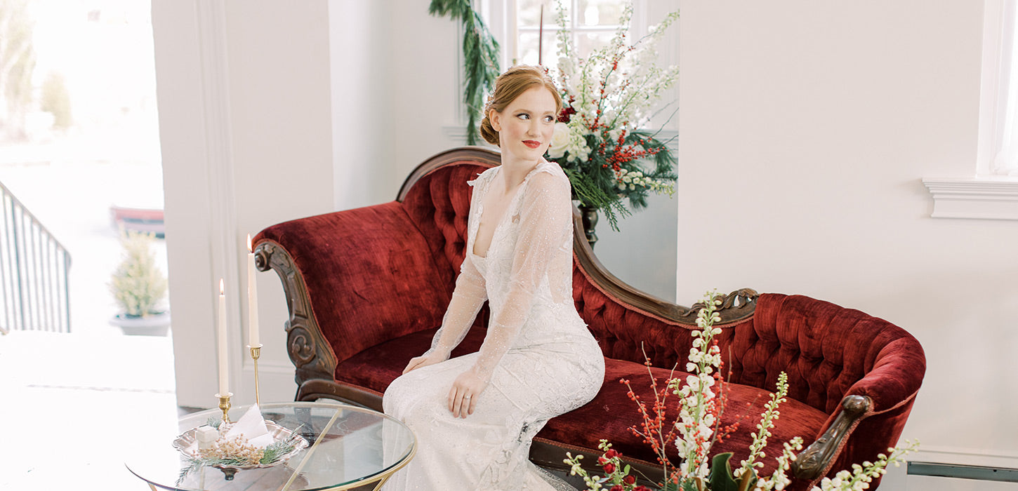 red and white christmas wedding dresses 25 Breathtaking Christmas Wedding Ideas