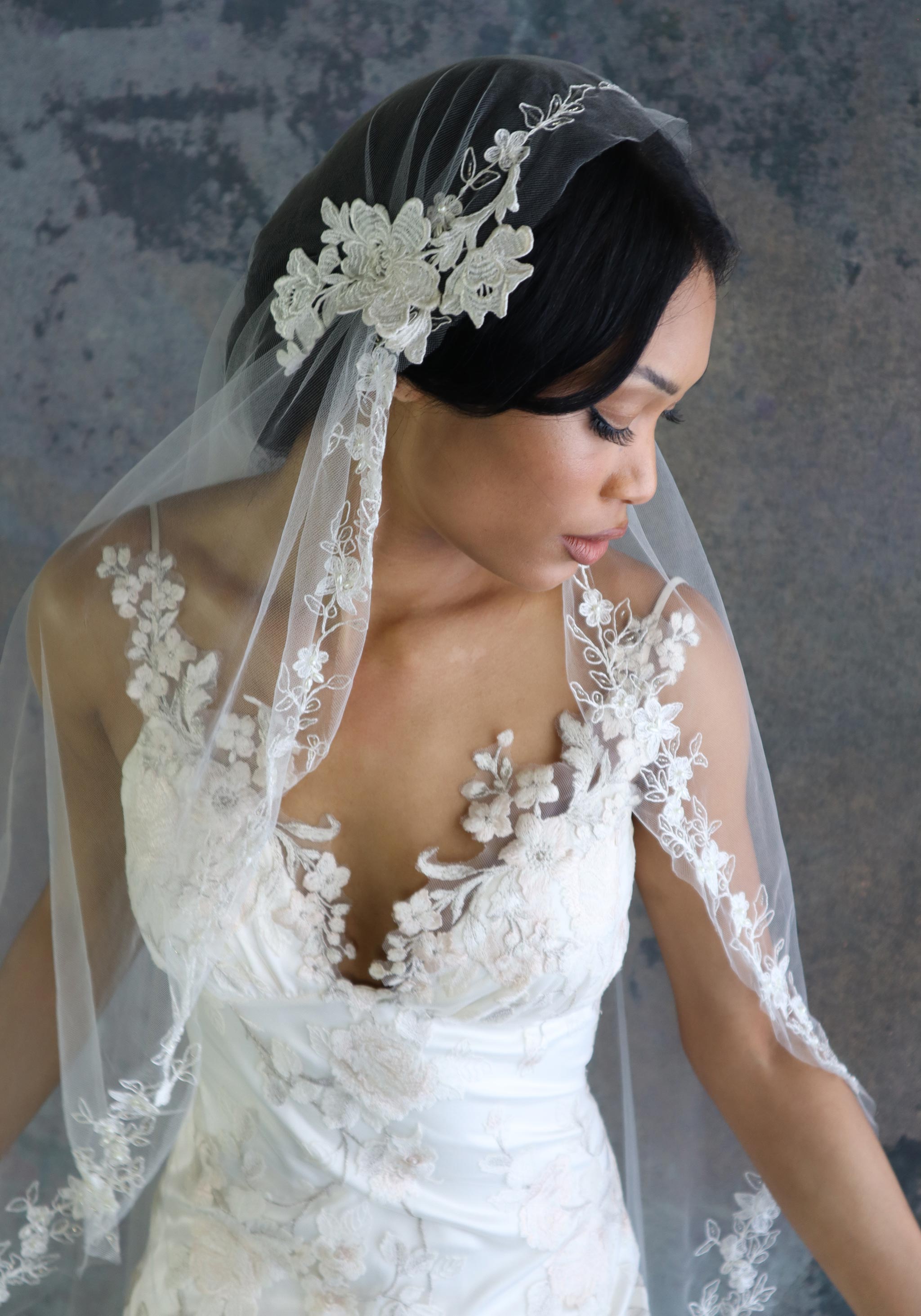 Embroidered veil