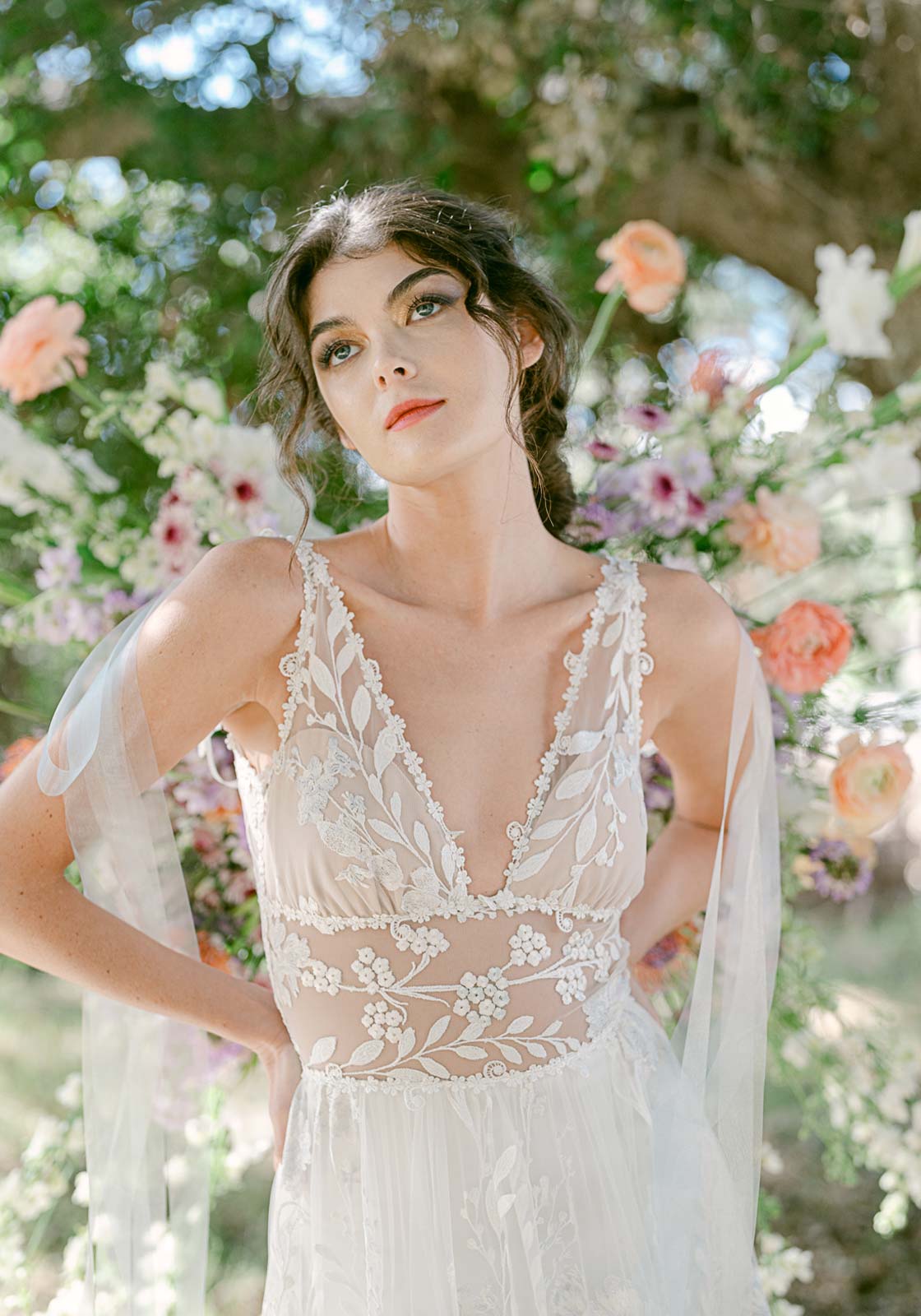 Thistledown Wedding Dress with plunging Neckline