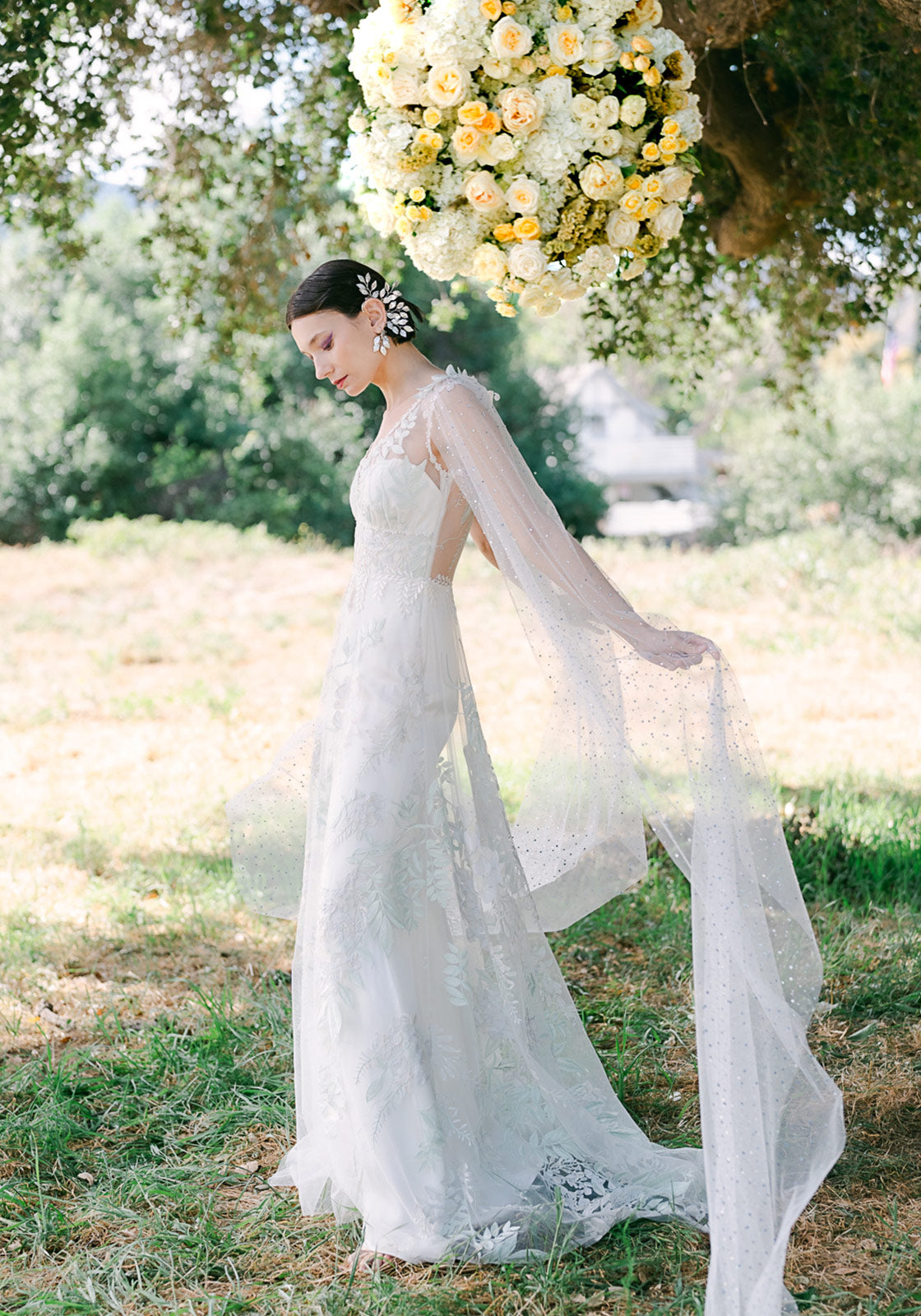 Willowyn Wedding Dress with Dragonfly Cape Wedding Sleeves