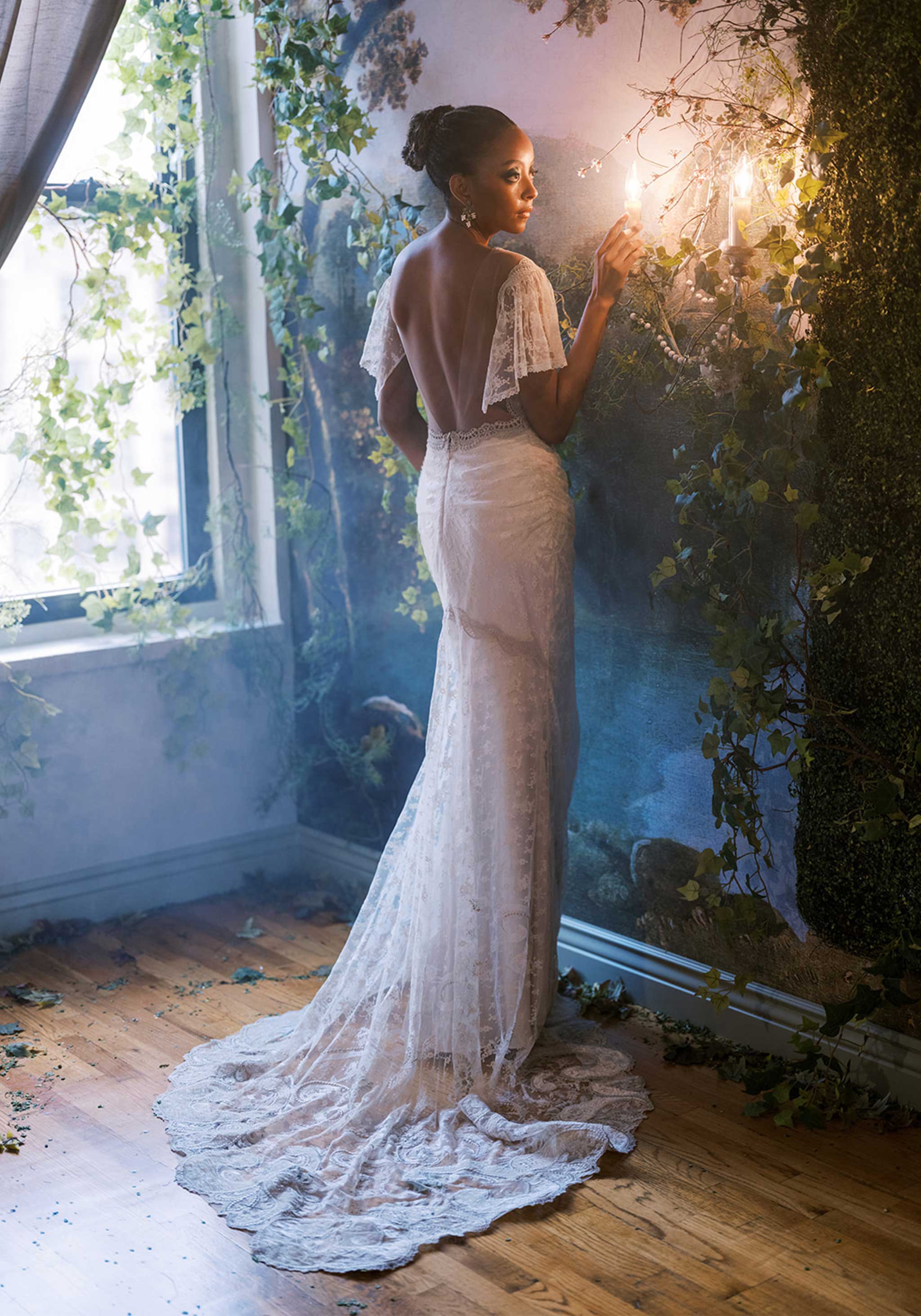 Fit and Flare mermaid style wedding dress by Claire Pettibone