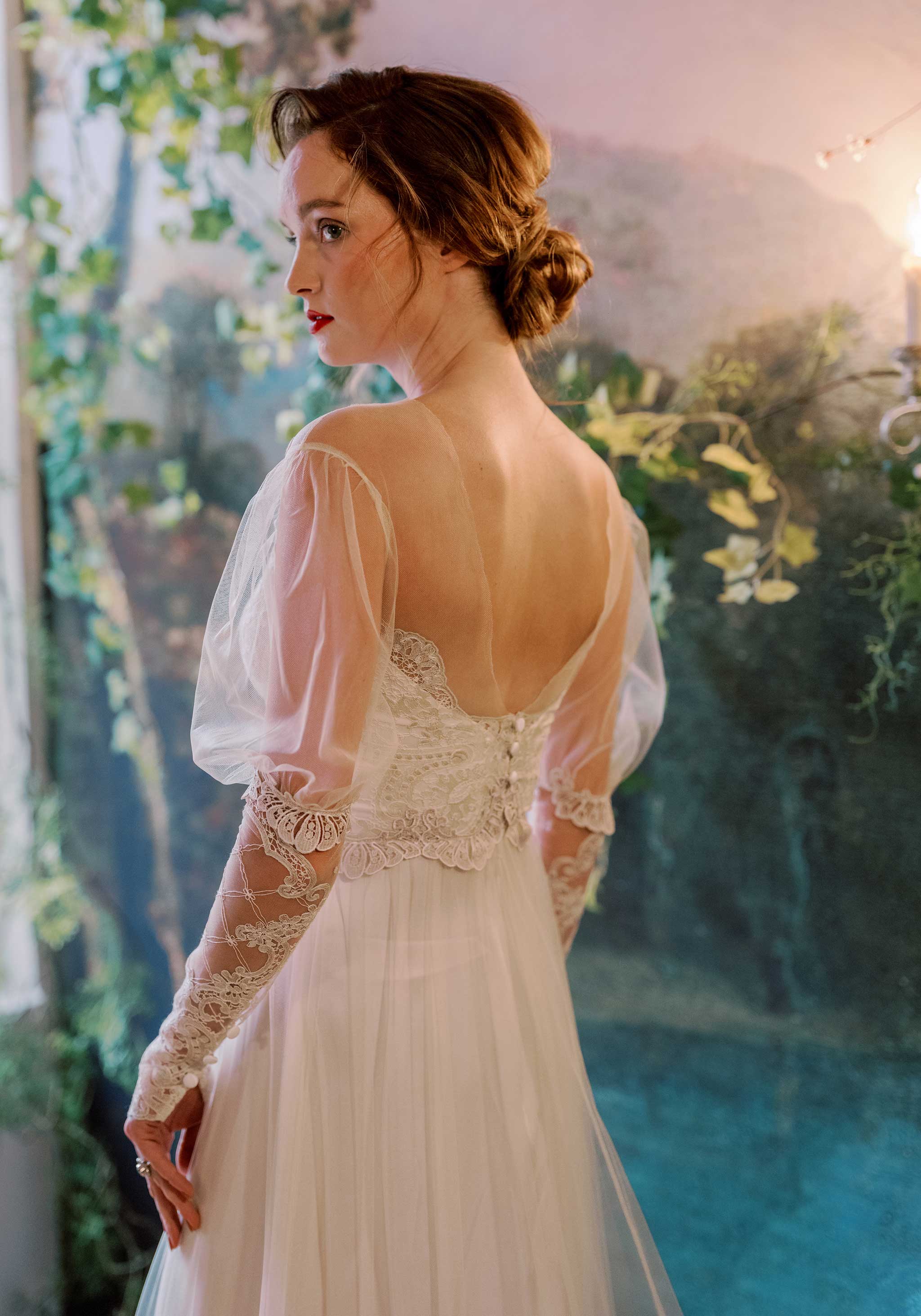 Sheer long sleeve detail of Trellis wedding dress