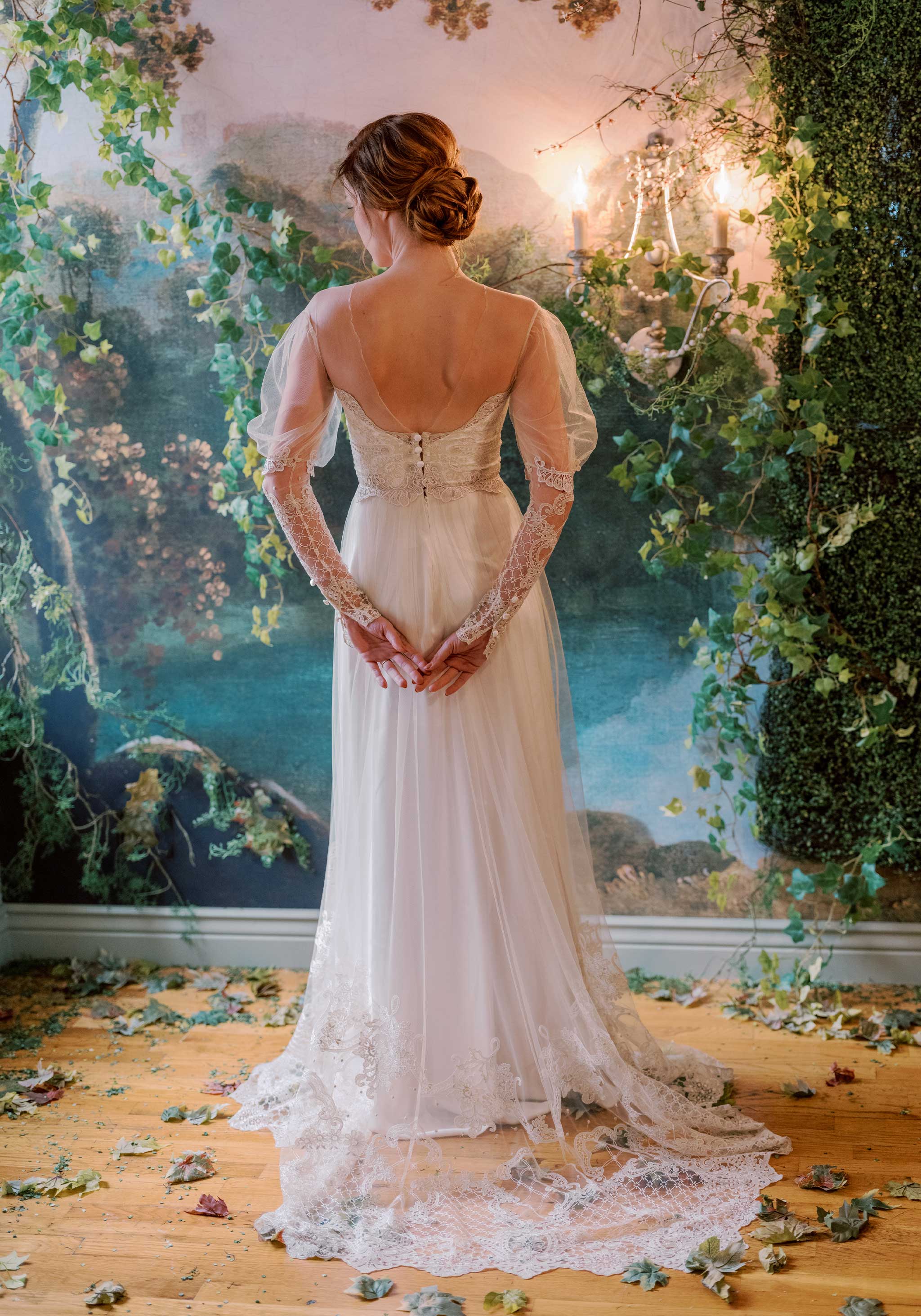 A-line long sleeve wedding dress from Designer Claire Pettibone