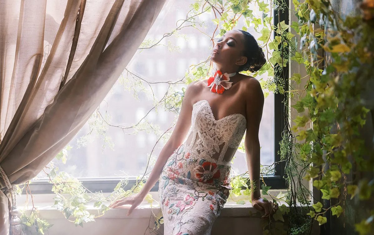 Bride Model in Tudor Rose Couture Wedding Dress