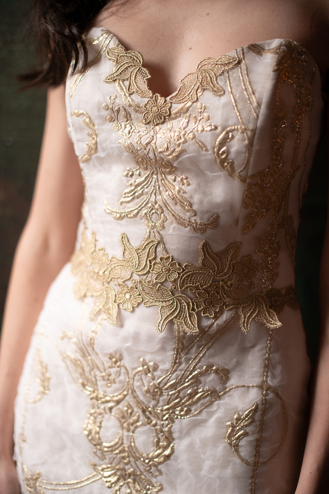 Embroidery and Corset Detail of Aurelie Wedding Dress