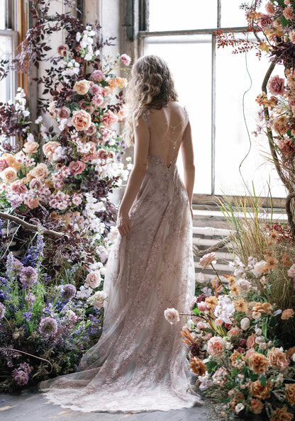 Amethyst wedding dress designed by Claire Pettibone