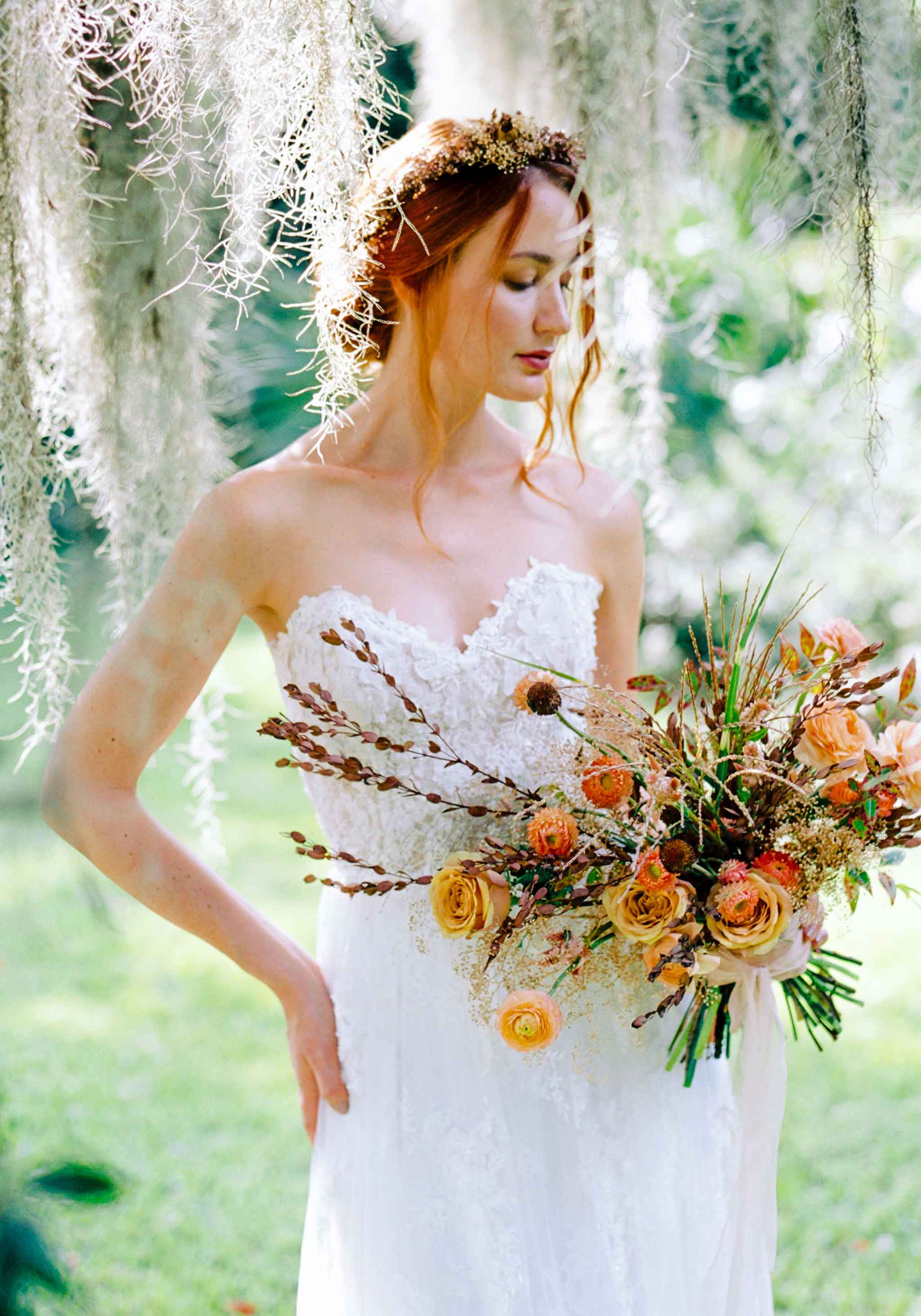 Anais corset embroidered strapless wedding dress