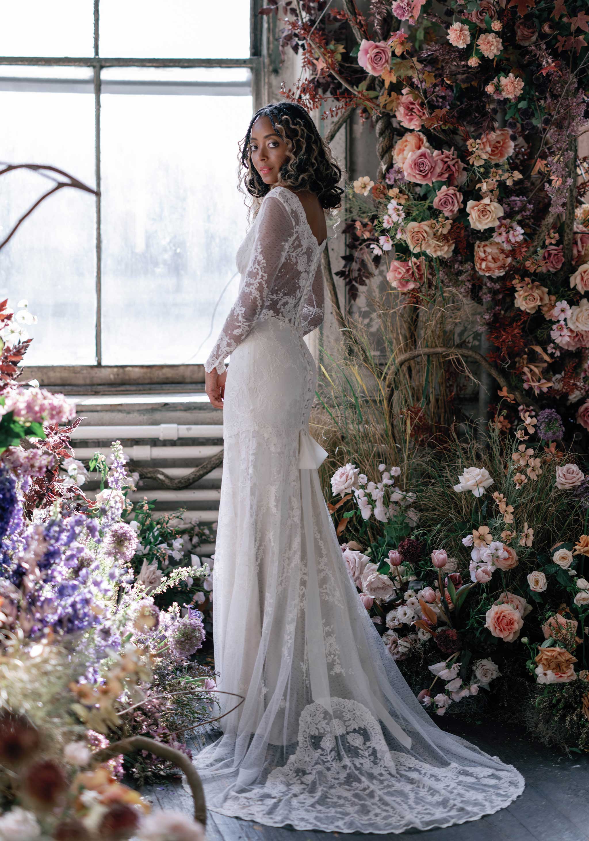Arabesque Lace Wedding Dress Sheath by Claire Pettibone