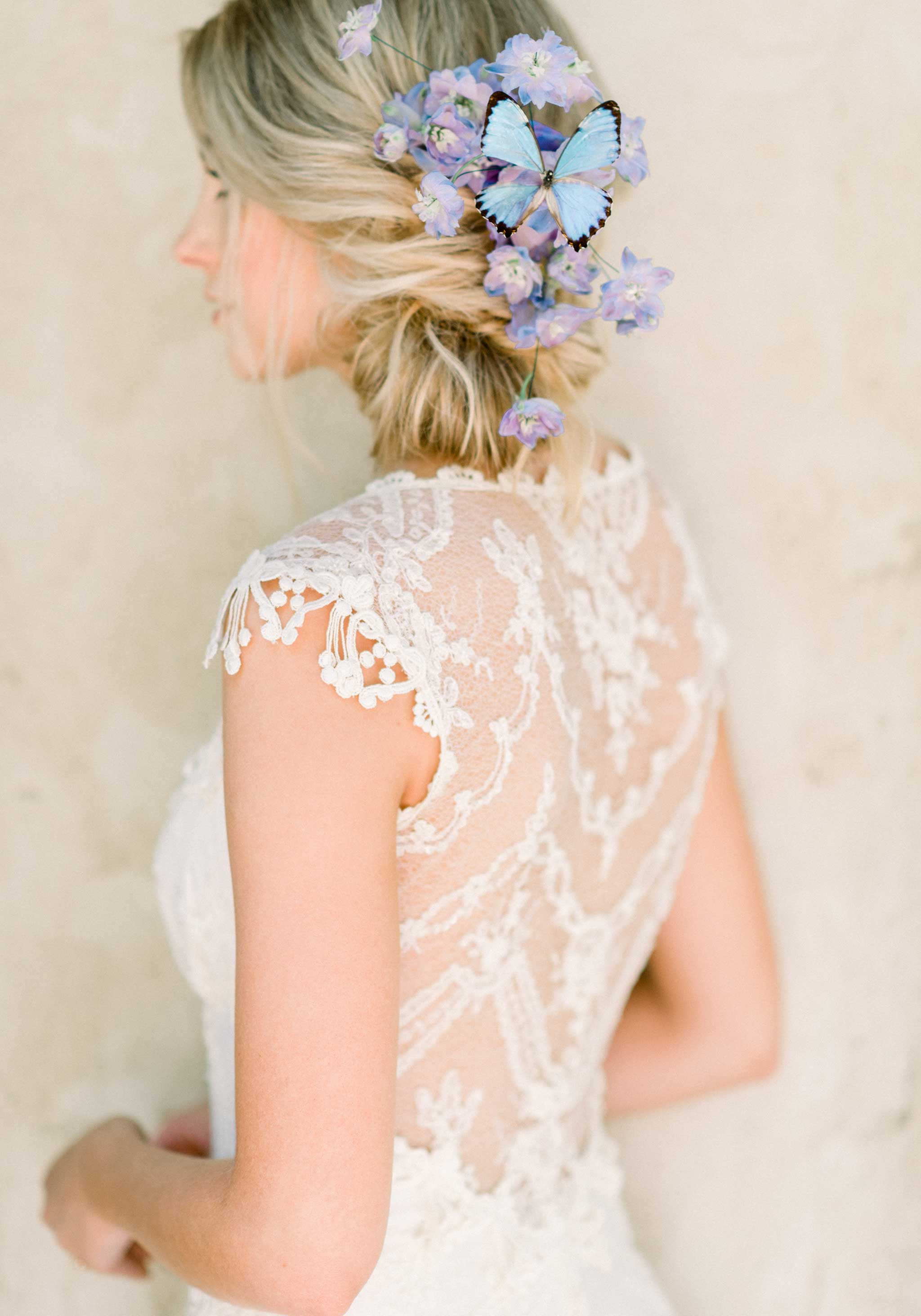 Illusion open back beaded wedding dress Chantilly