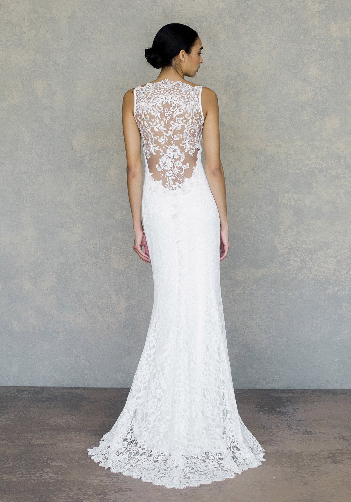 Full length back shot of Caravan wedding dress