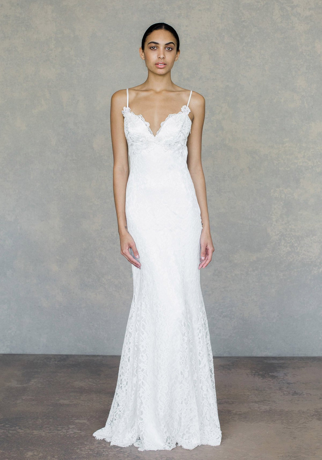 Fit and Flare lace wedding dress full length
