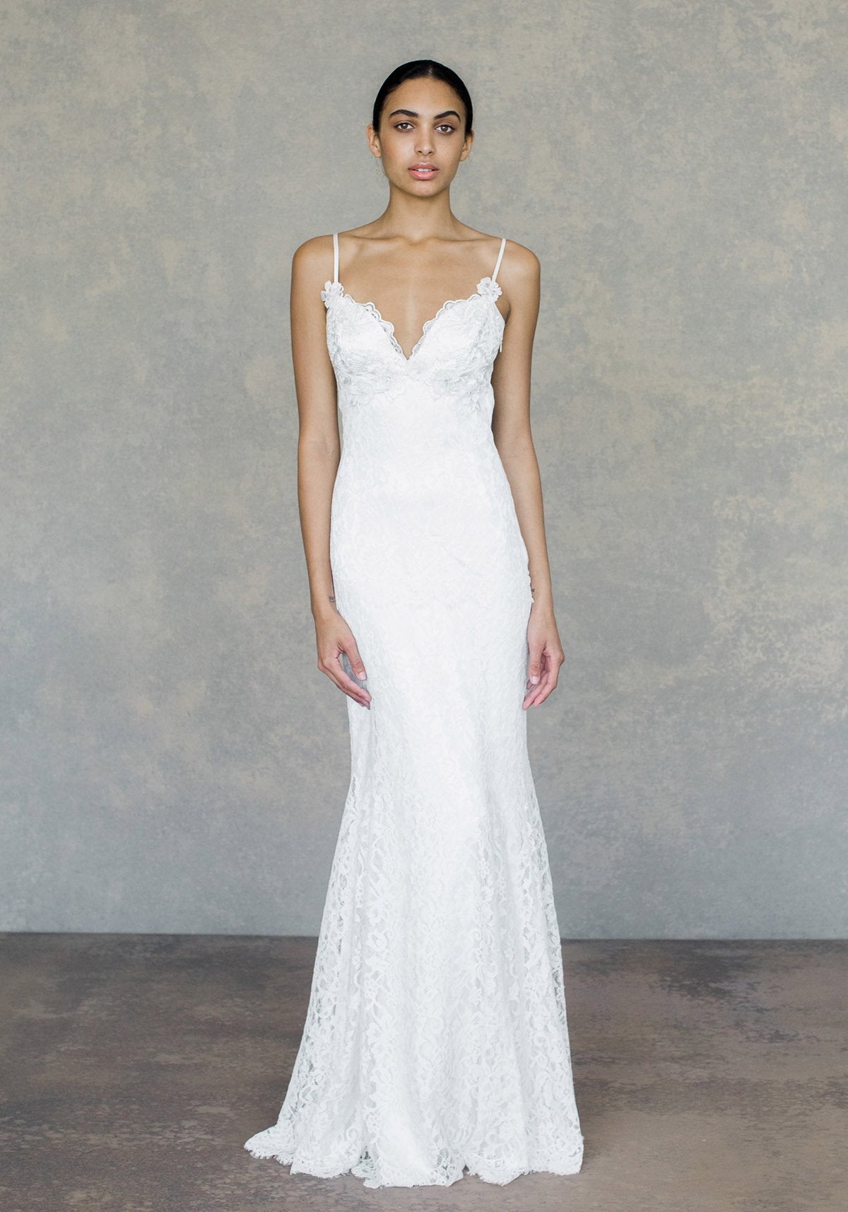 Fit and Flare lace wedding dress full length