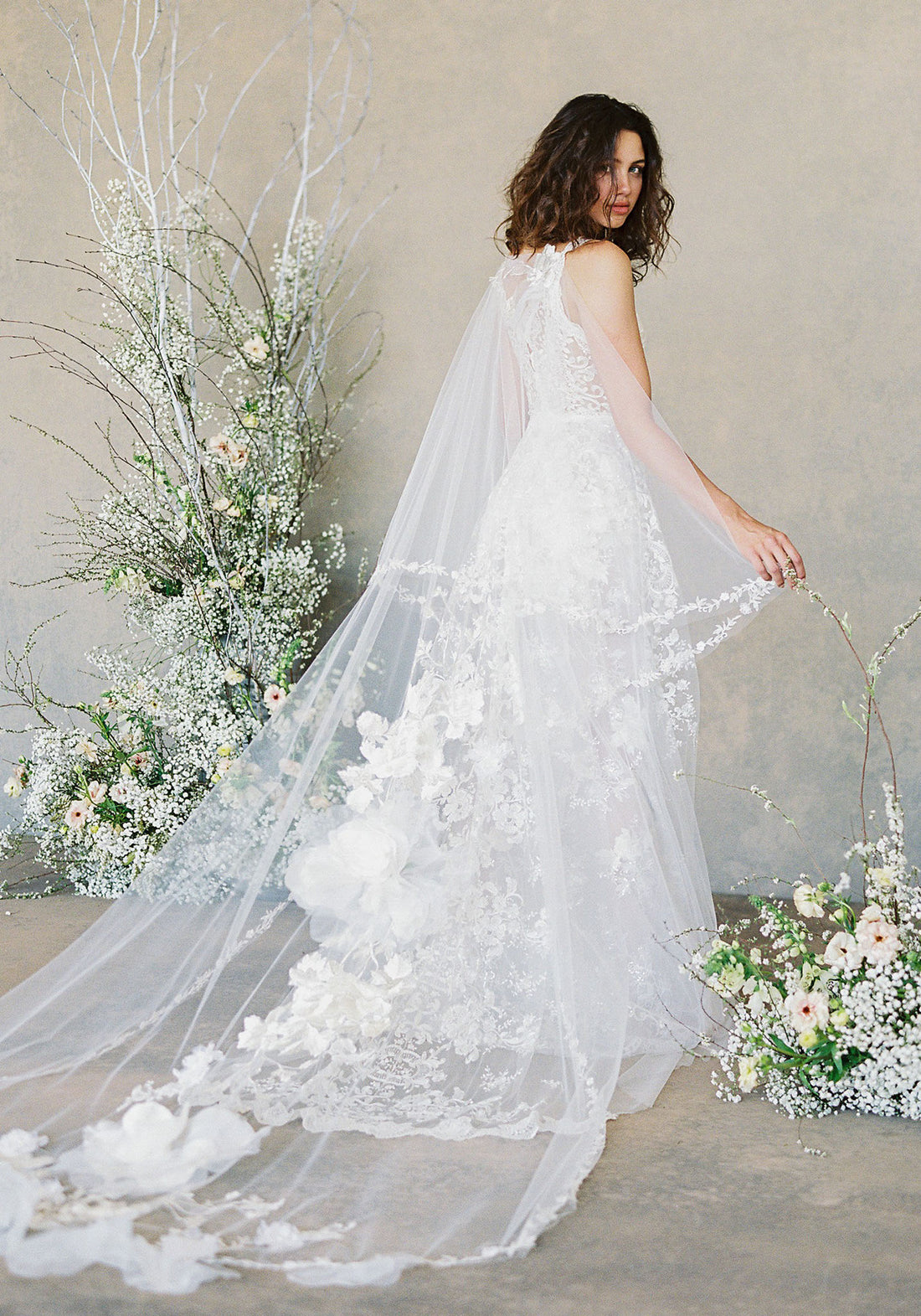 Moonlight Rose A-line wedding dress with Enchanted Moon bridal Cape
