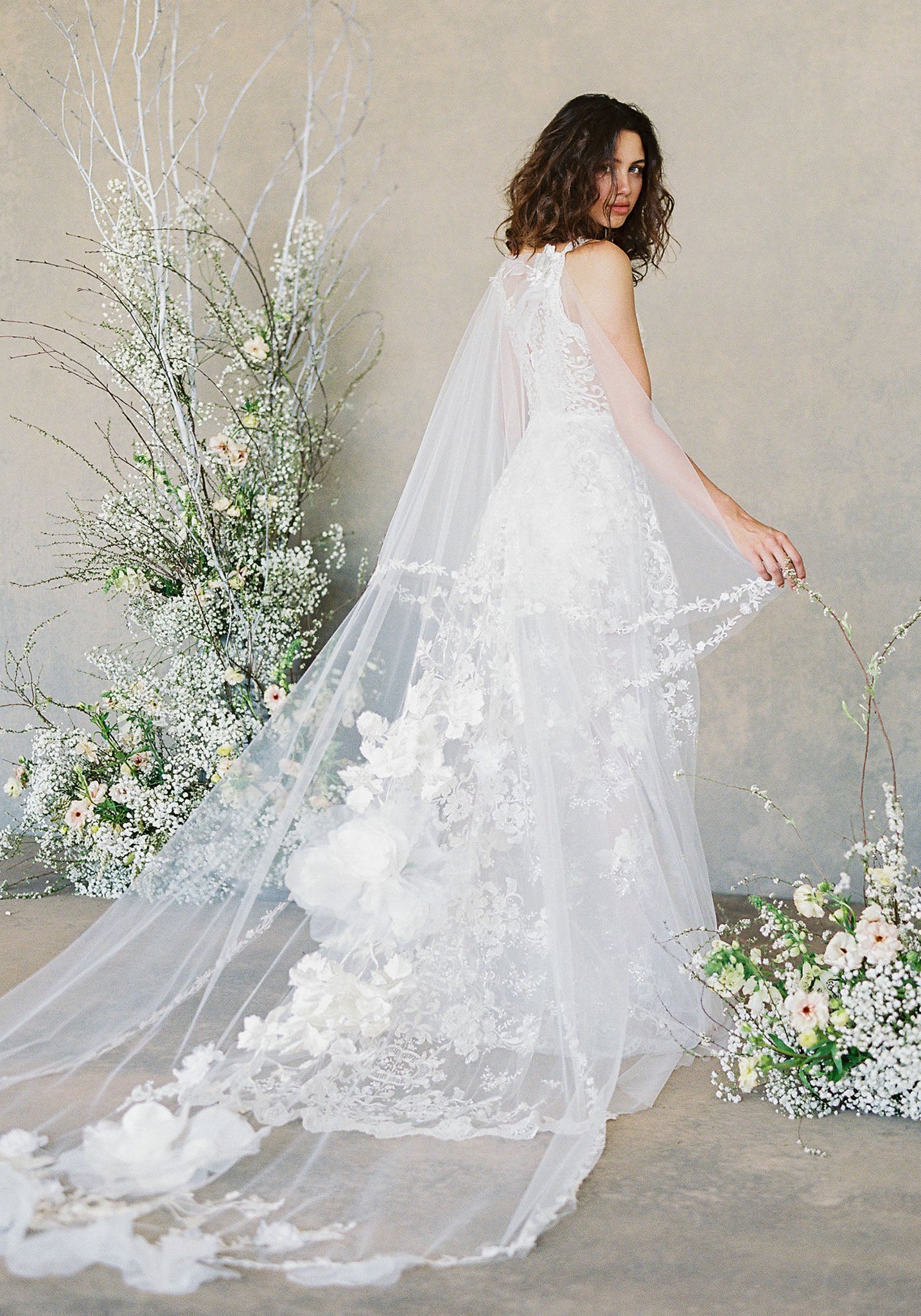 Moonlight Rose A-line wedding dress with Enchanted Moon bridal Cape