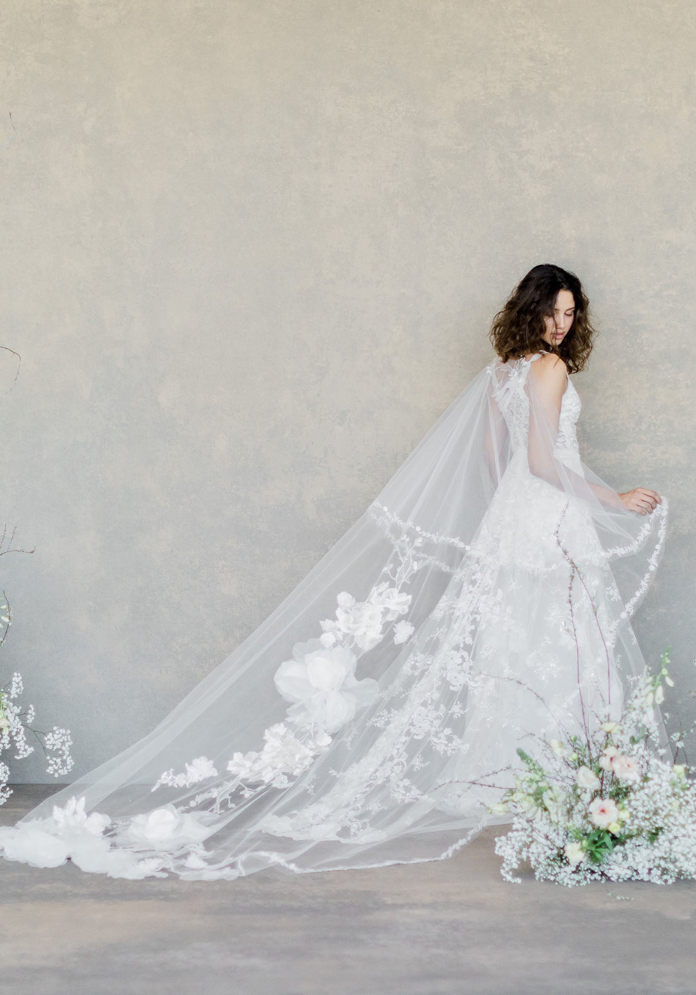 Moonlight Rose A-line wedding dress with Enchanted Moon bridal Cape