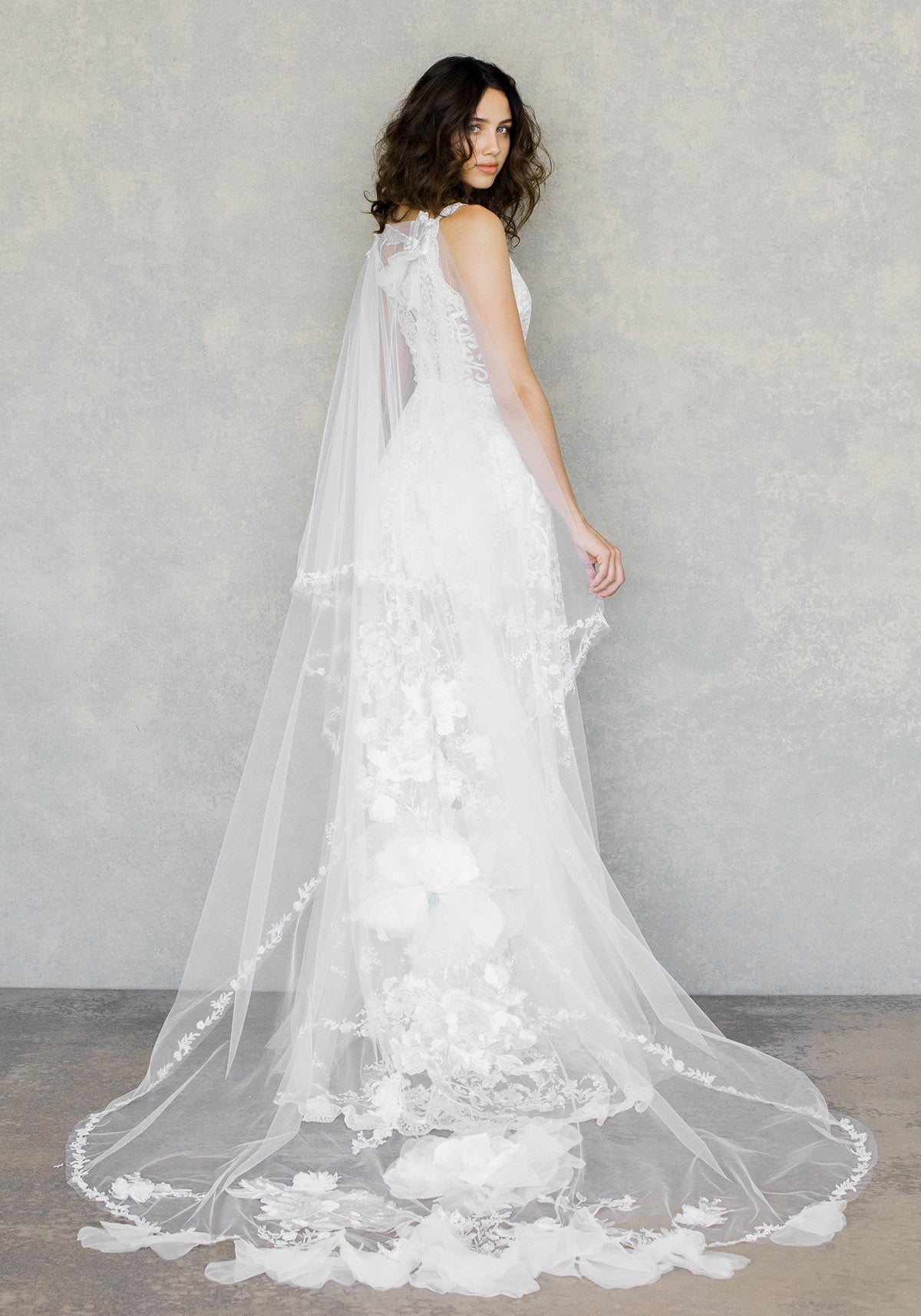 Moonlight Rose A-line wedding dress with Enchanted Moon bridal Cape