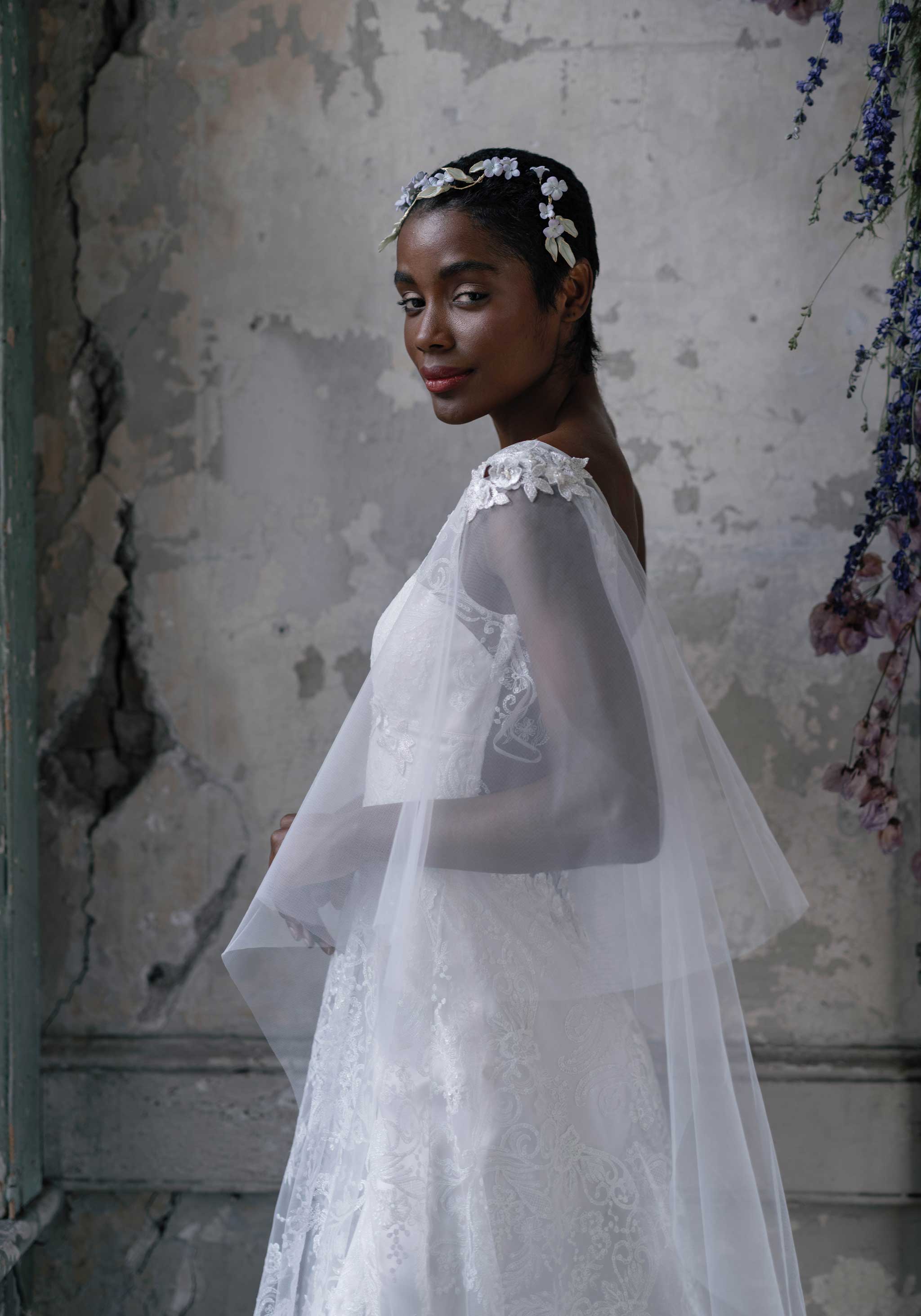 Crystal Embroidered Floral Wedding Dress Design by Claire Pettibone