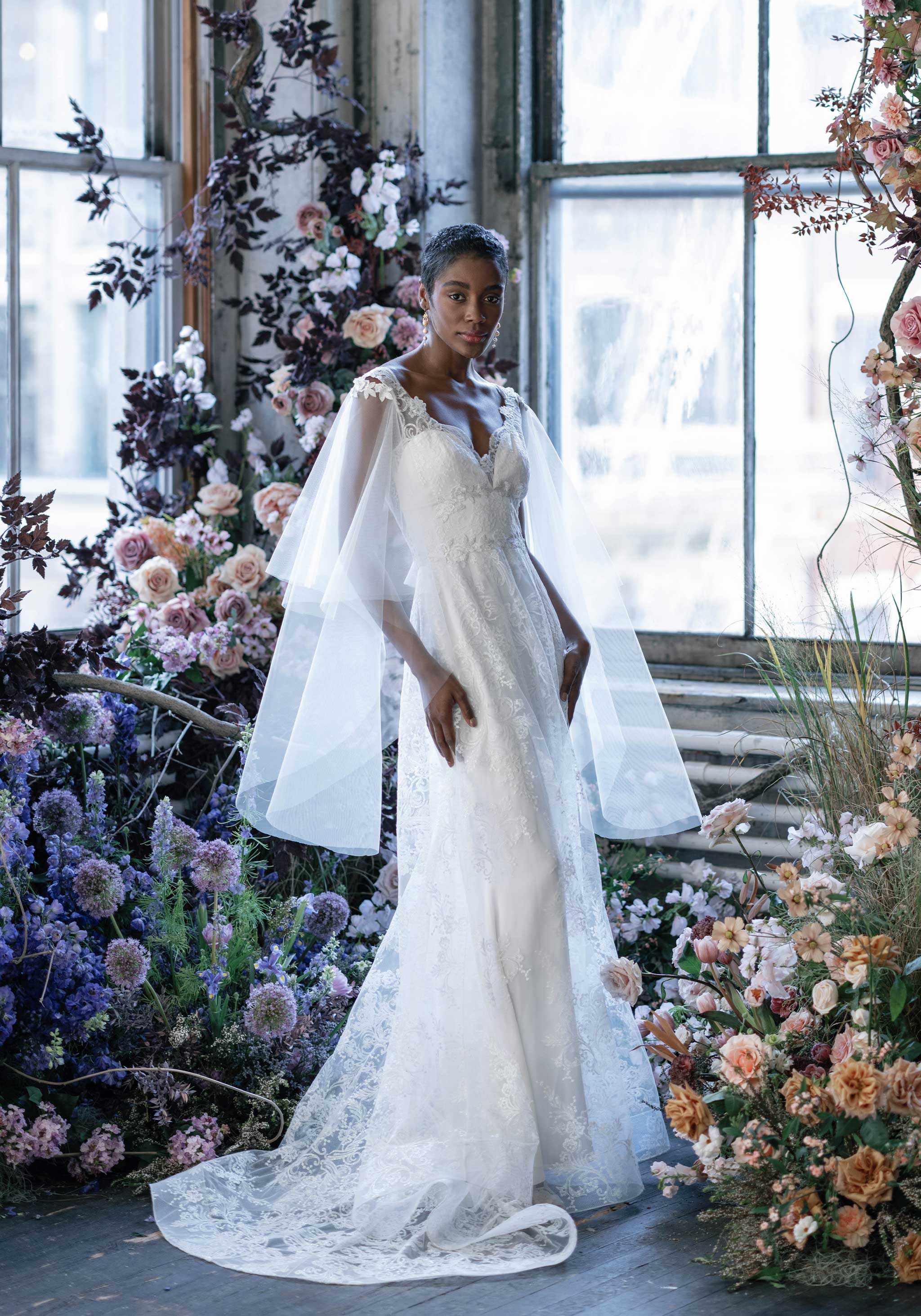 Crystal Embroidered Floral Wedding Dress Design by Claire Pettibone