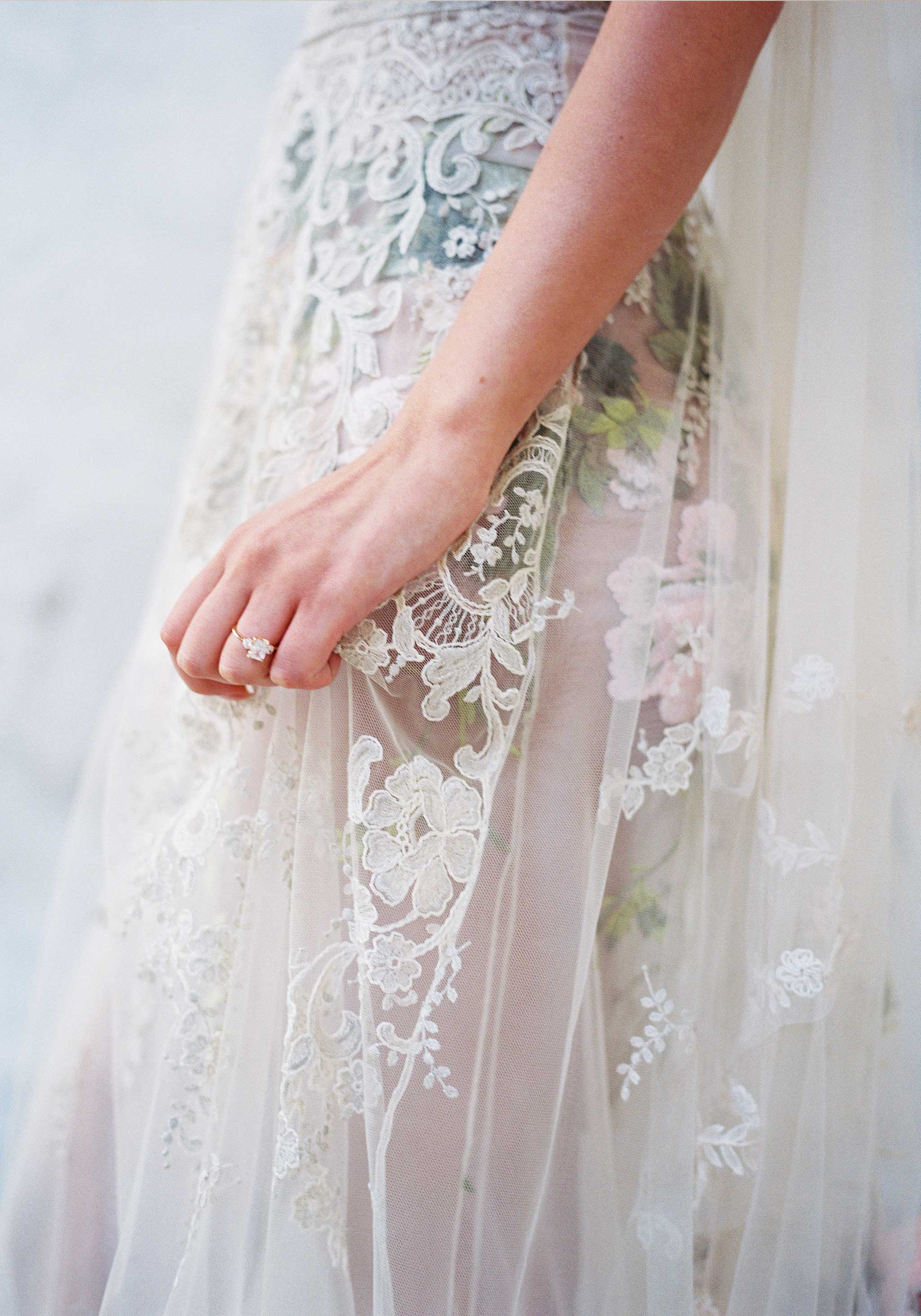 Embroidery Detail of the Desert Rose wedding dress