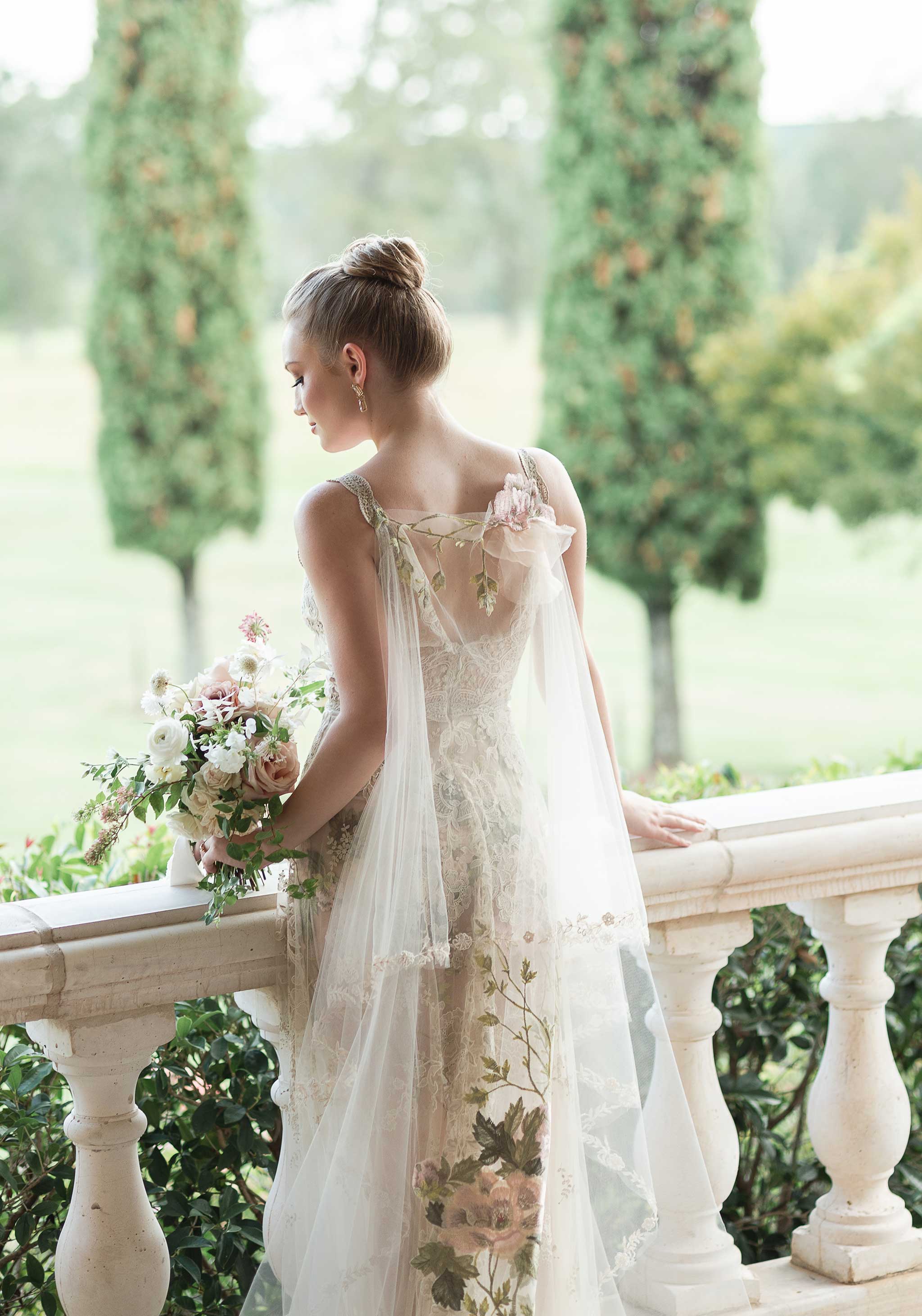 Enchanted rose bridal cape with the Desert rose wedding dress