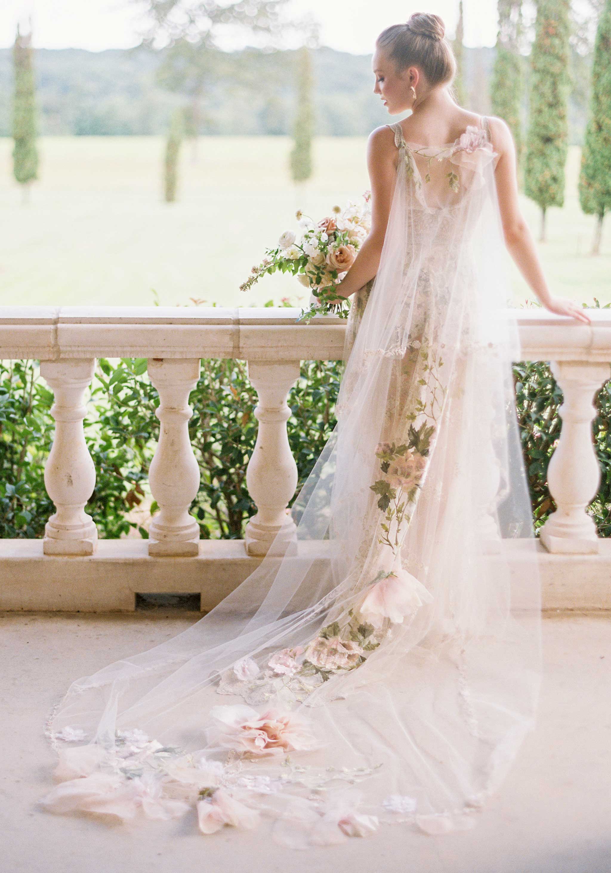 Enchanted rose bridal cape with the Desert rose wedding dress