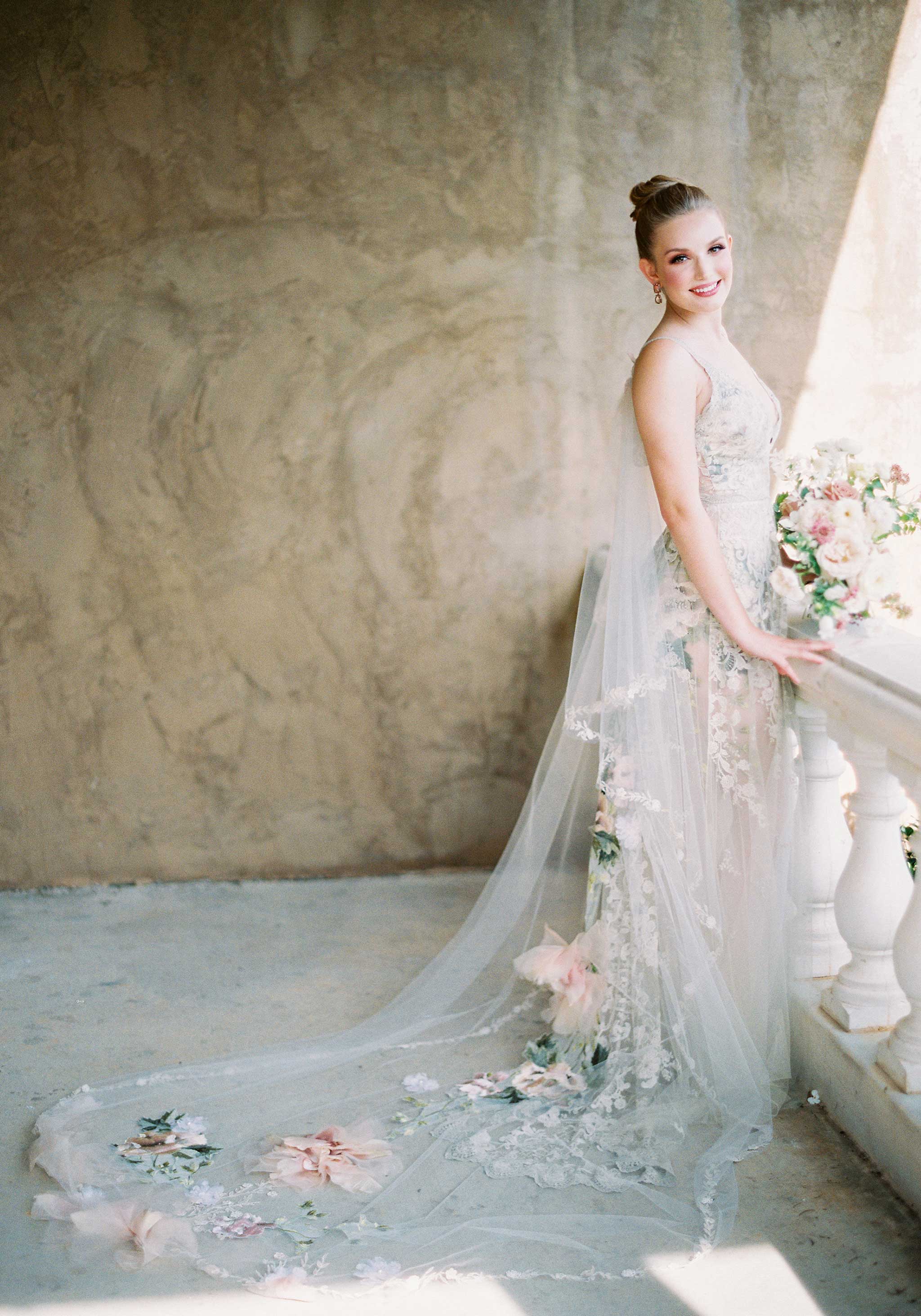 Enchanted rose bridal cape with the Desert rose wedding dress