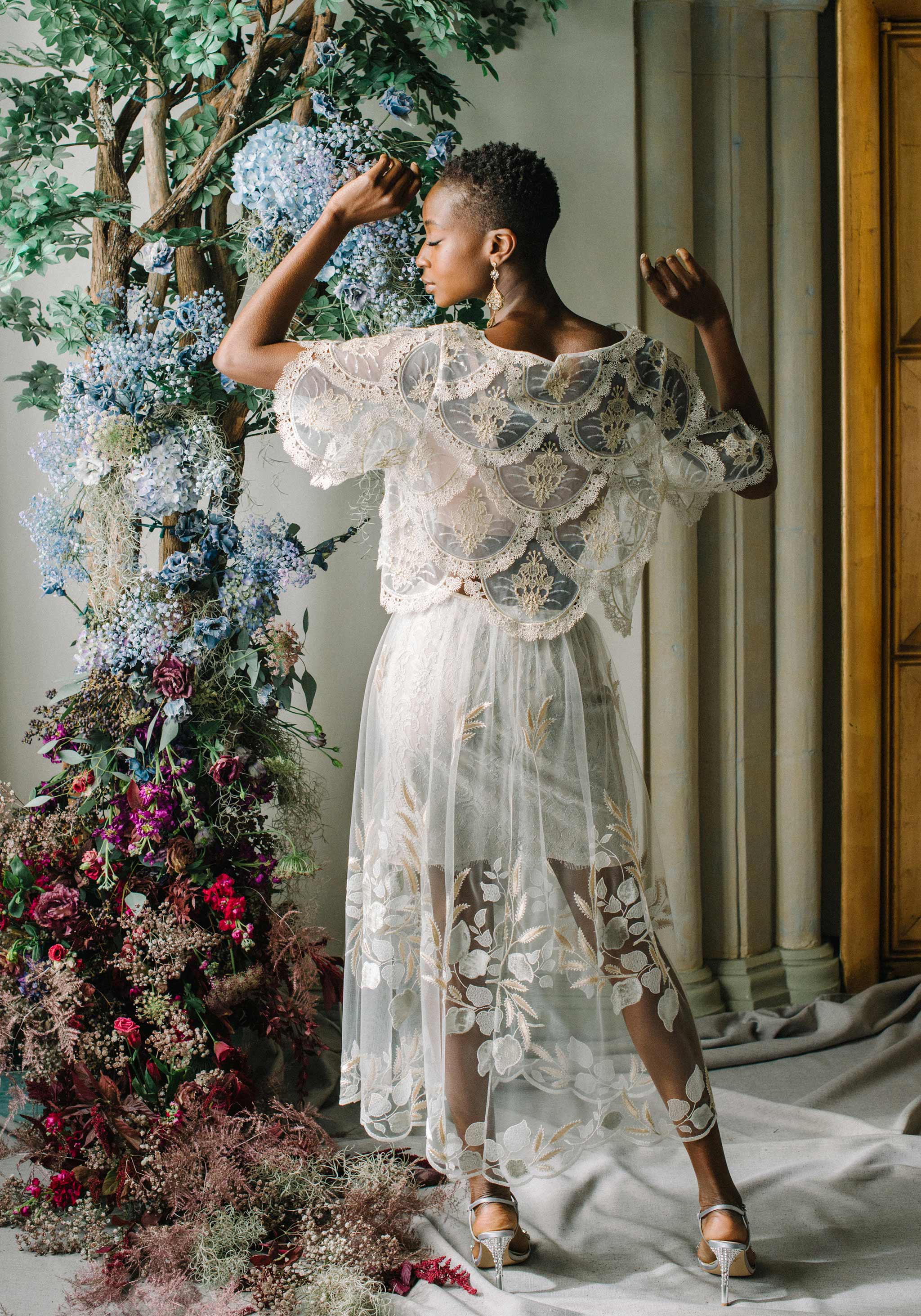 Winter Lace Skirt with Warm Layers