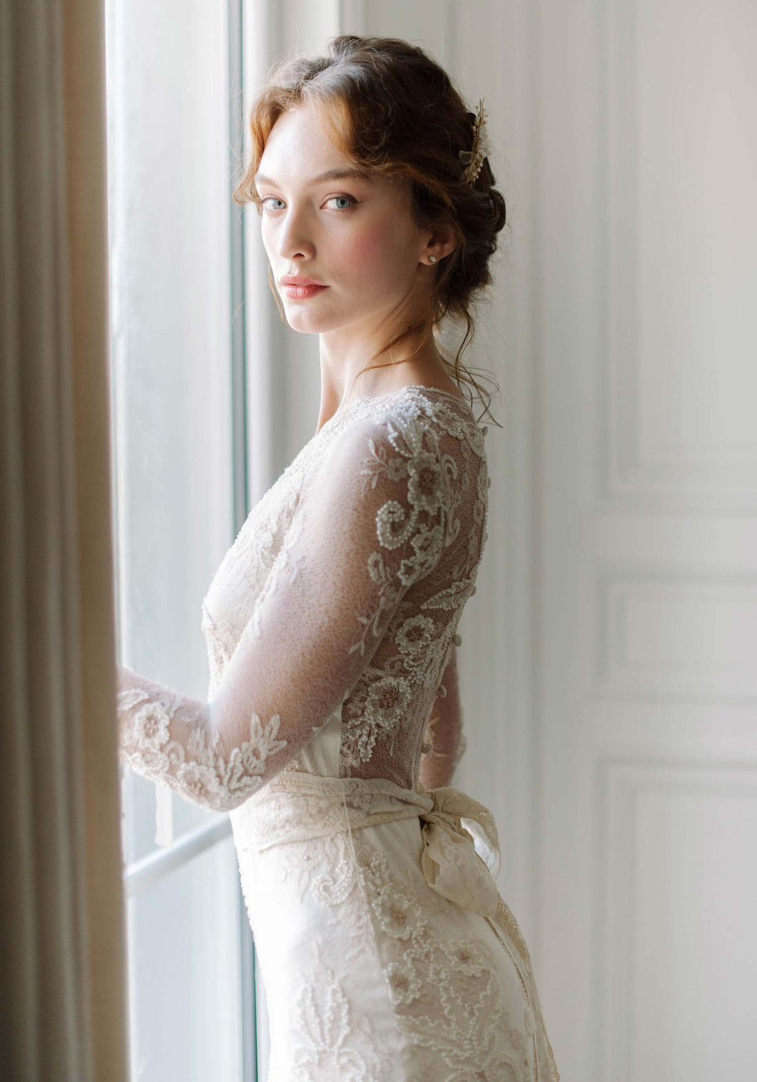 Long sleeve vintage inspired wedding dress