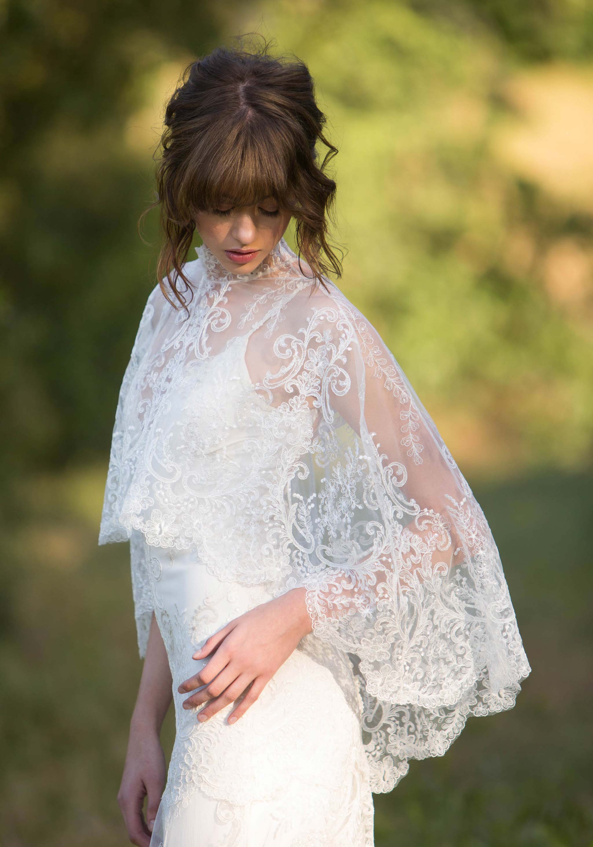 Monica Sheer Lace Capelet Wedding Shoulder Cape