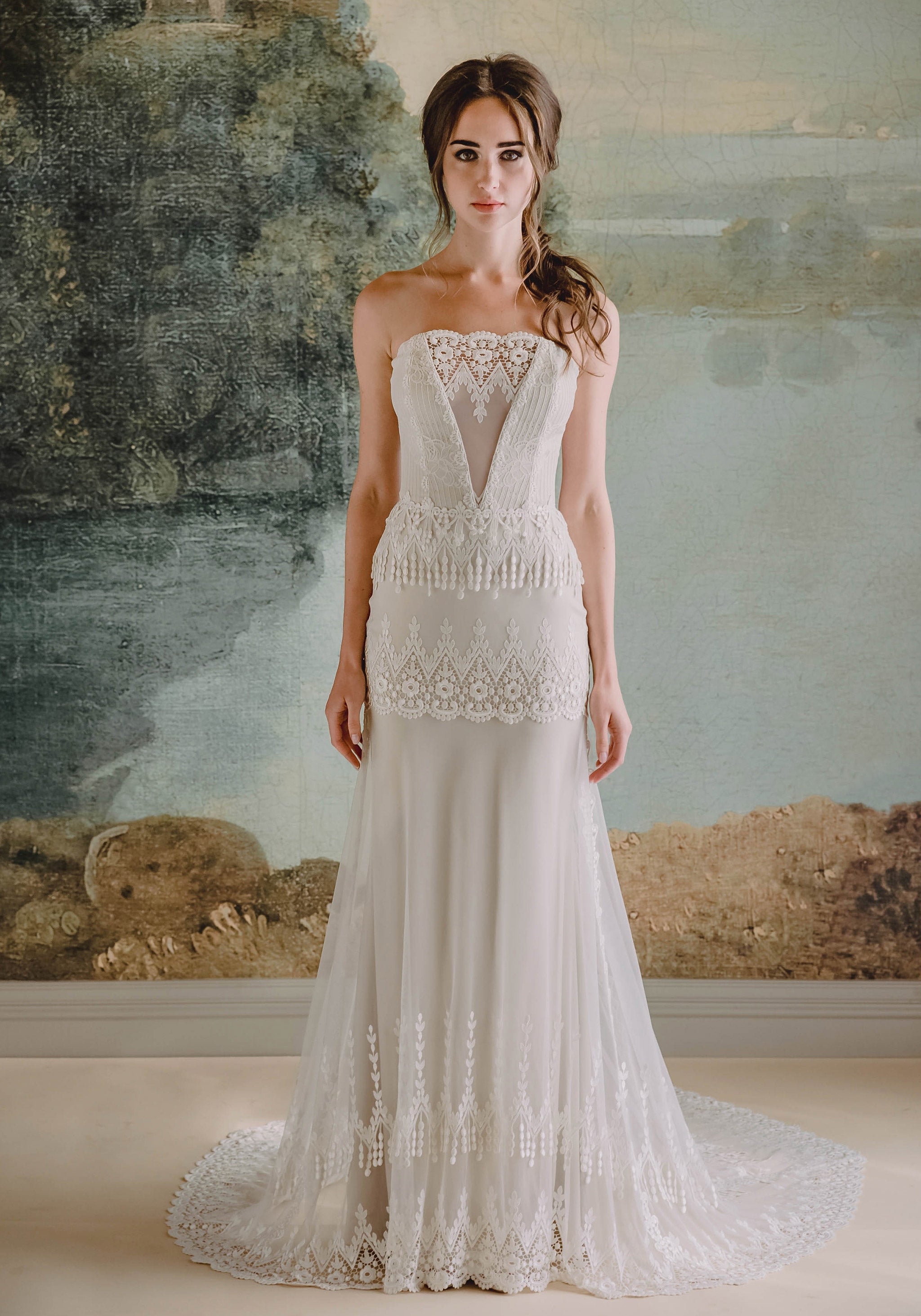 Victoriana Vintage Inspired Corset Bridal Gown with Fit and Flare Body Victoriana Vintage Inspired Corset Bridal Gown with Fit and Flare Body