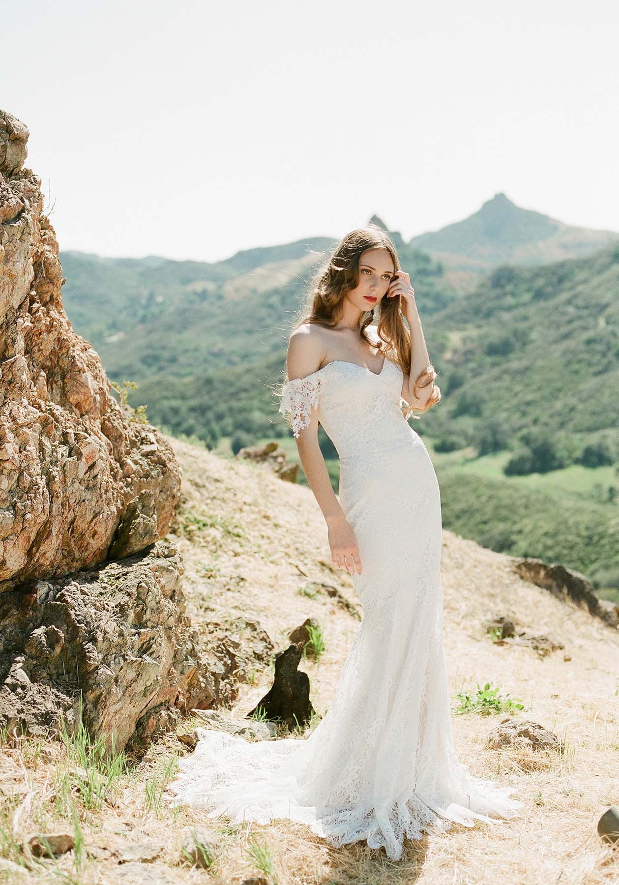 Claire Pettibone Romantique Bordeaux Lace Gown