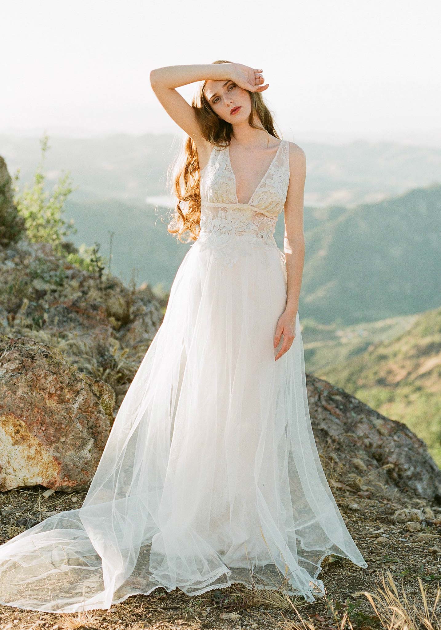 Claire Pettibone Romantique Champagne Lace Gown