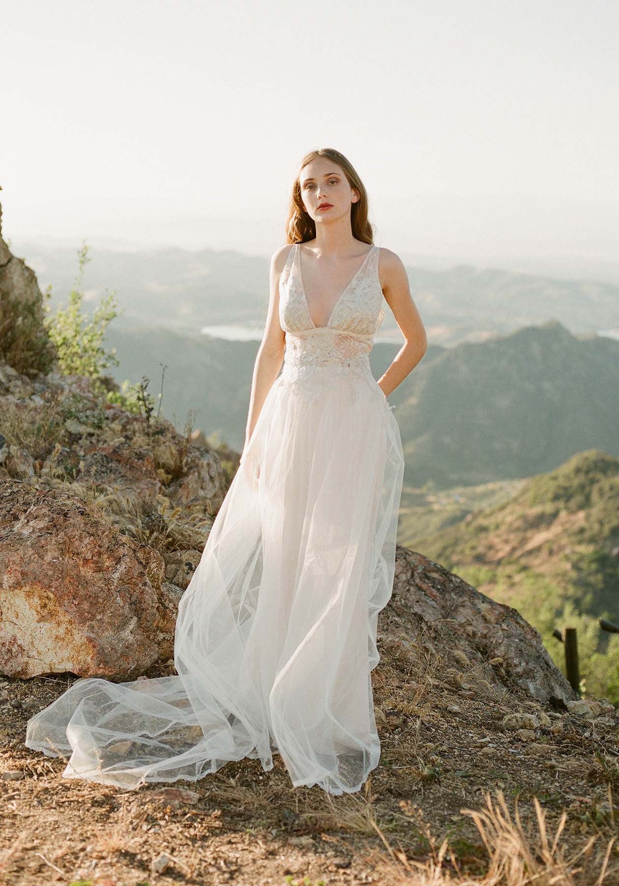 Claire Pettibone Romantique Champagne Lace Gown