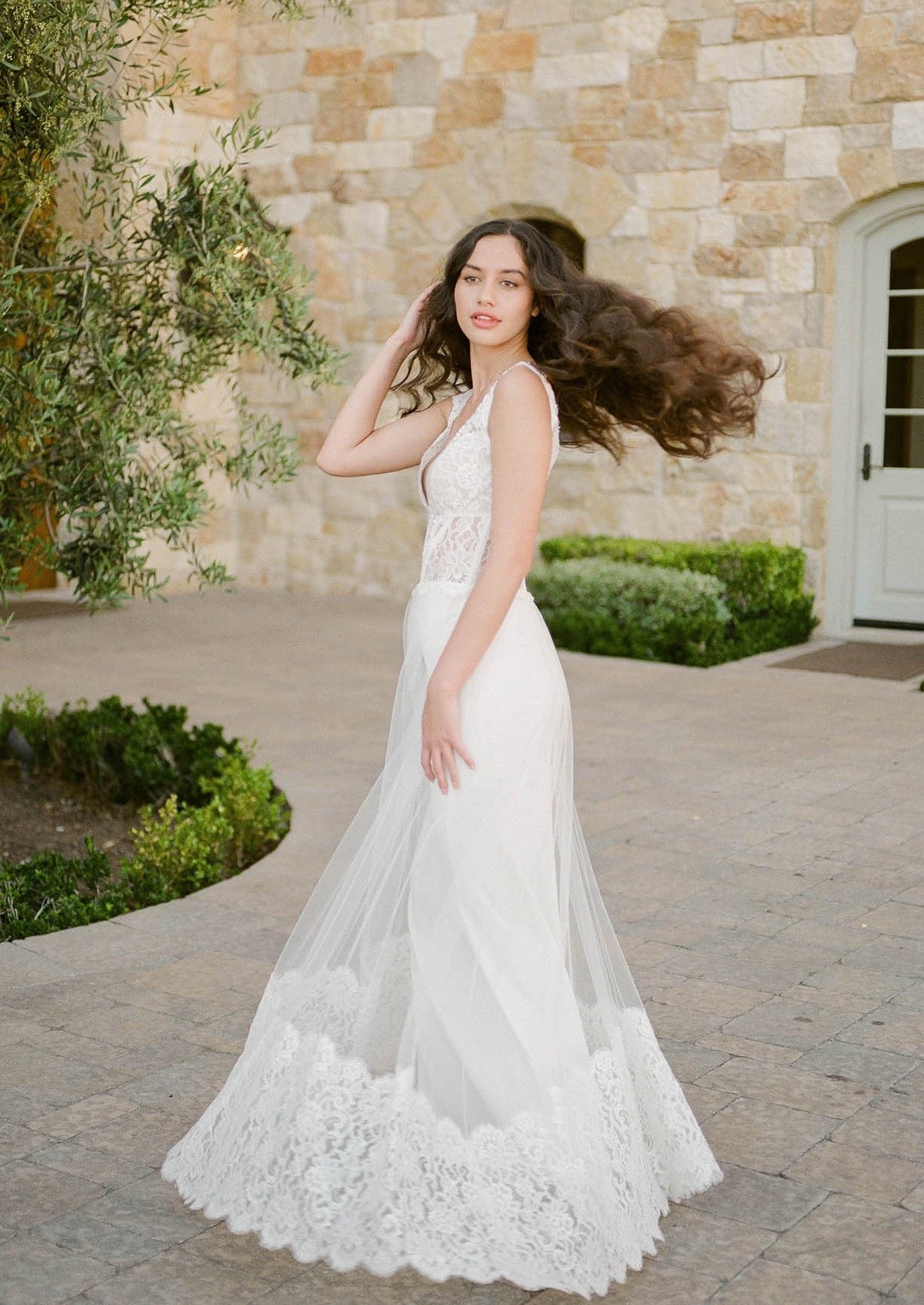 Claire Pettibone Romantique Chardonnay Lace Gown