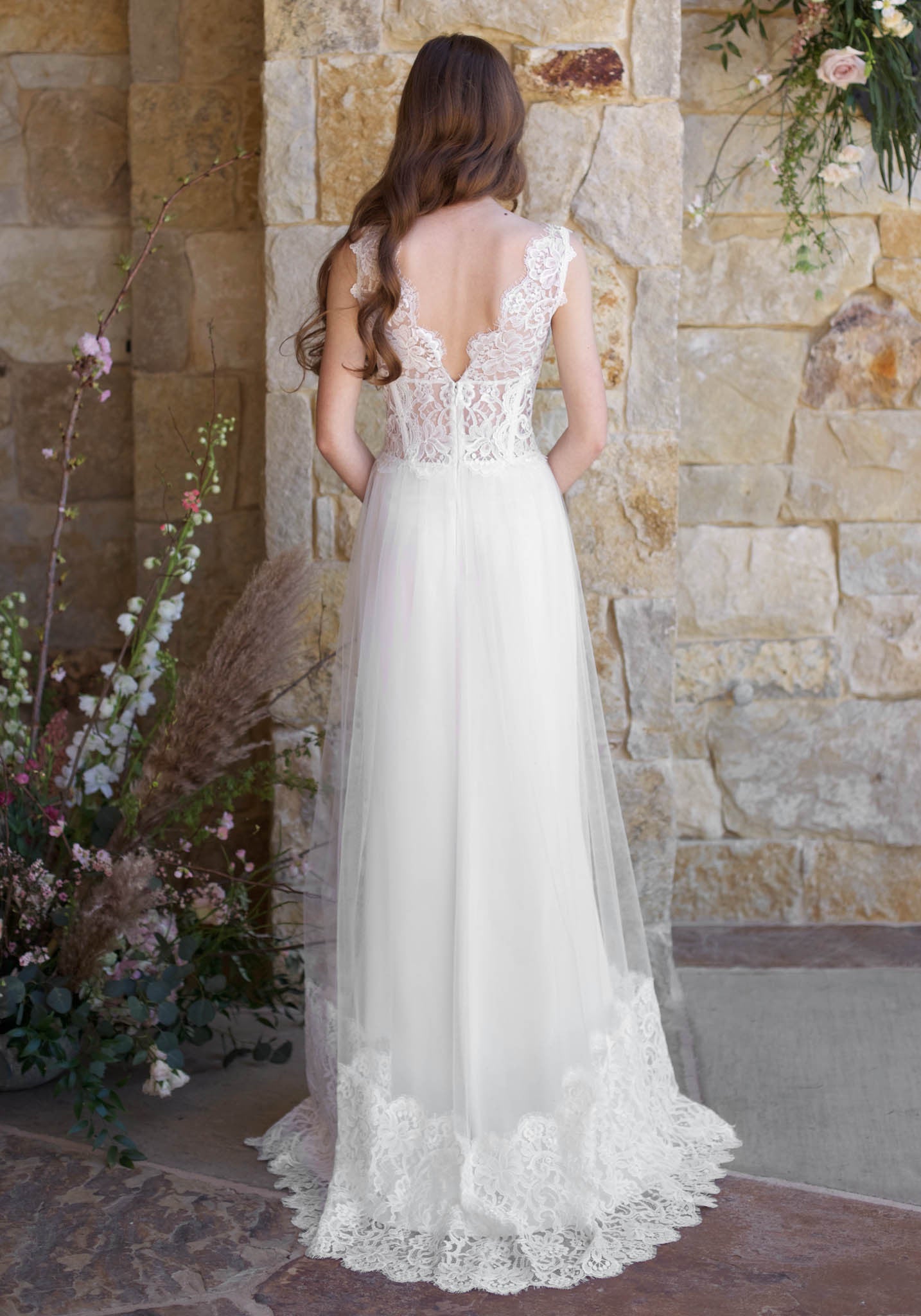 Claire Pettibone Romantique Chardonnay Lace Gown