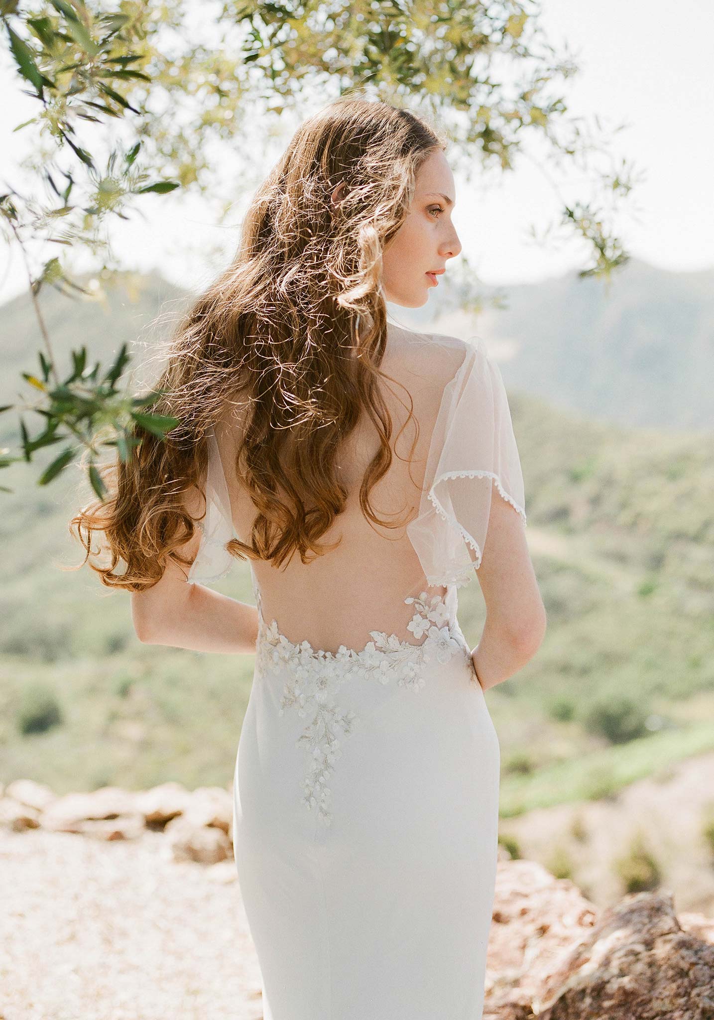 Merlot Crepe Sheath Wedding Dress | Sheer Back Wedding Gown Merlot Crepe Sheath Wedding Dress | Sheer Back Wedding Gown