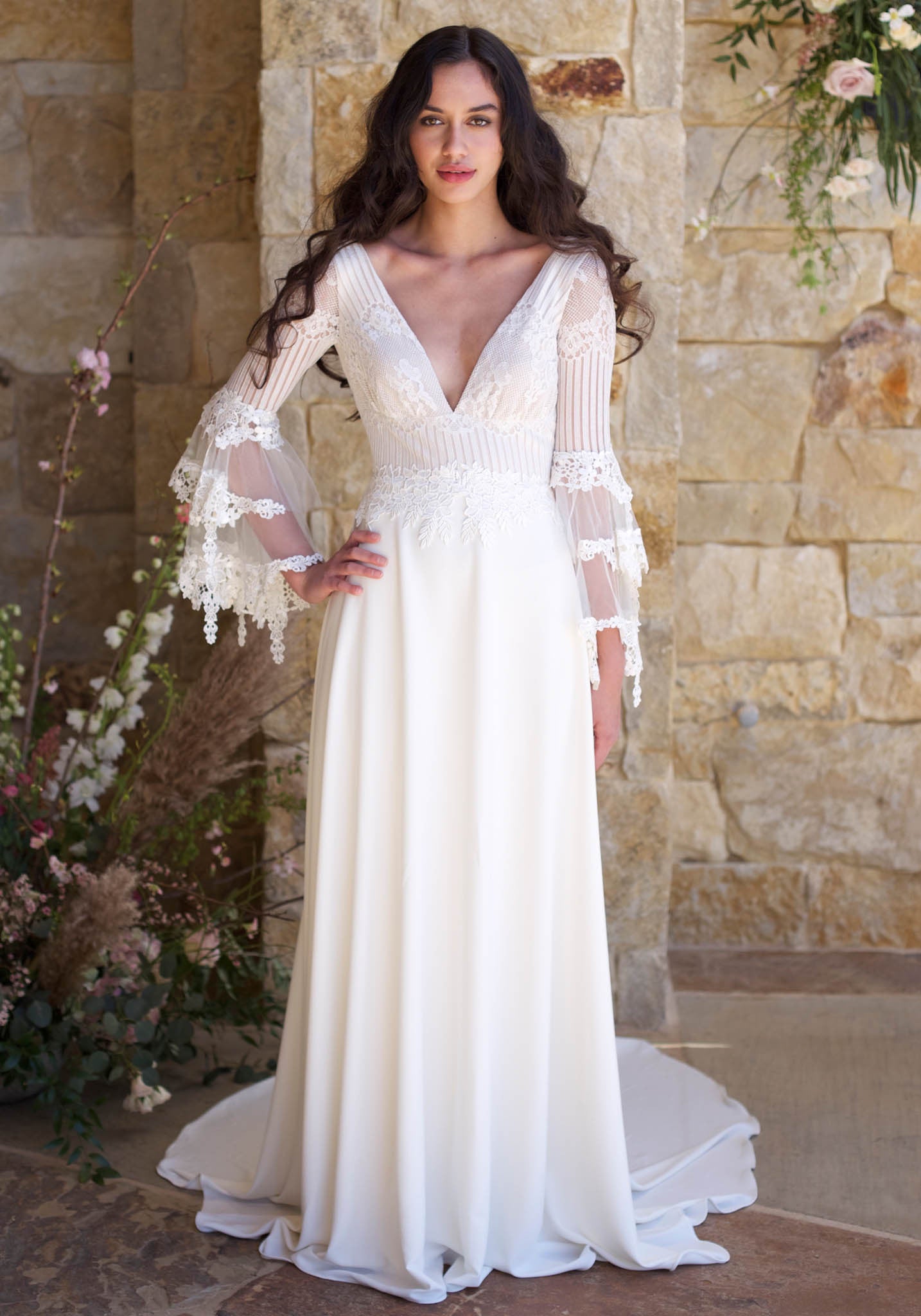 Sauvignon Cotton Wedding Dress with Sleeves