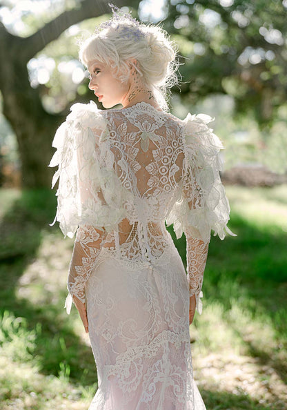 Everglade Floral Lace Bolero Wedding Jacket - Main Image