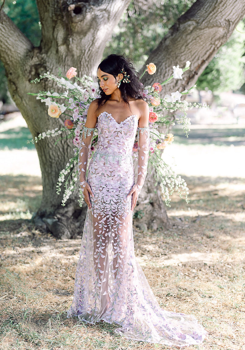 Fujiblossom Colorful Floral Corset Wedding Dress Fit and Flare Style