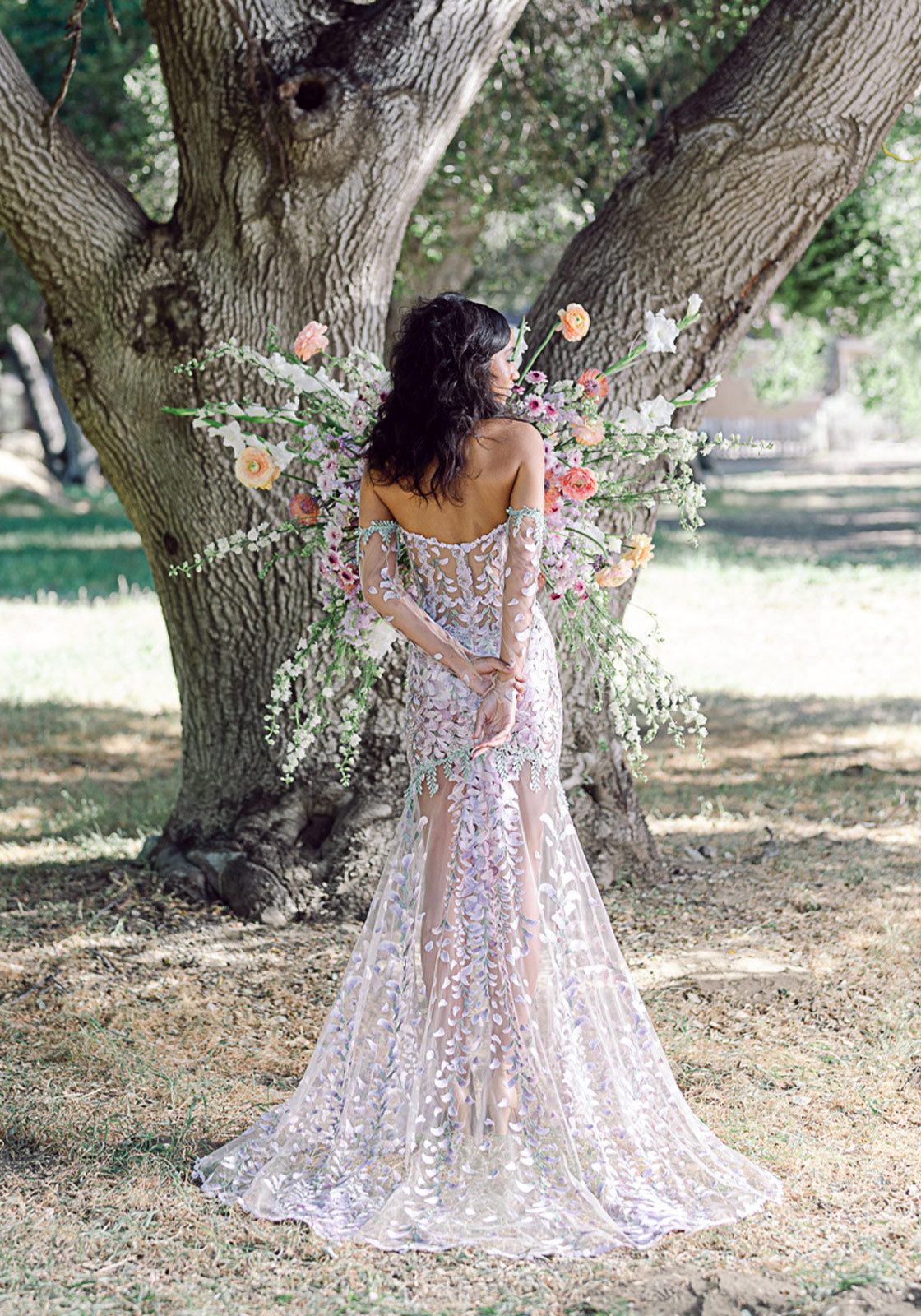 Boho embroidered hotsell wedding dress