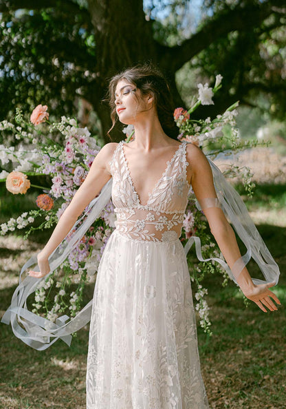 Embroidered Wedding Dress Thistledown by Claire Pettibone