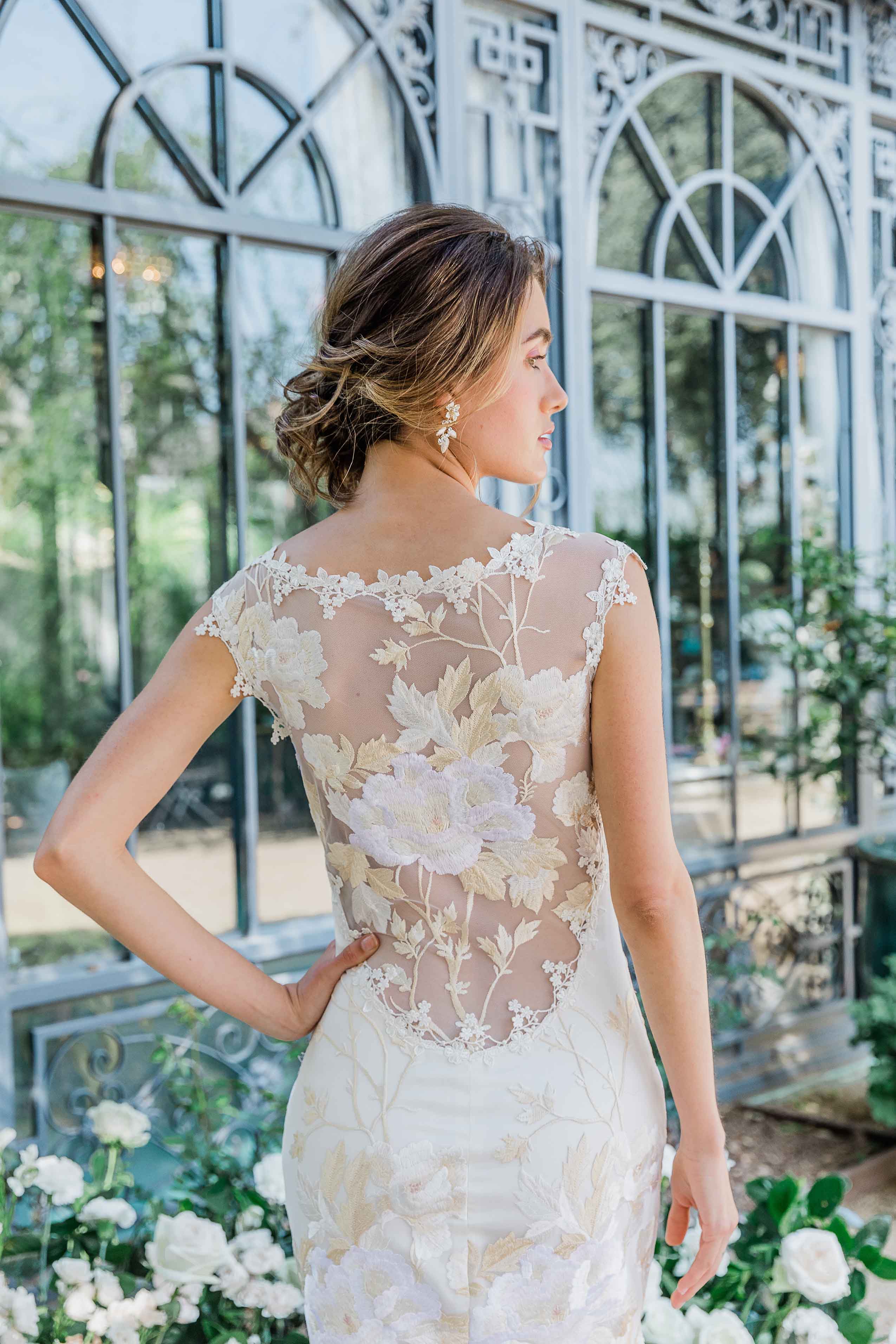 Claire Pettibone Couture Crystal Iridescent Embroidered Floral Wedding Dress Claire Pettibone