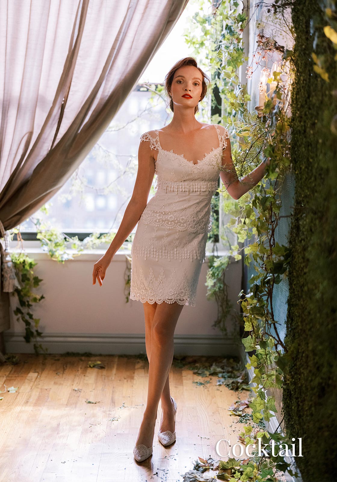 Cocktail dress length of Kristene by Claire Pettibone