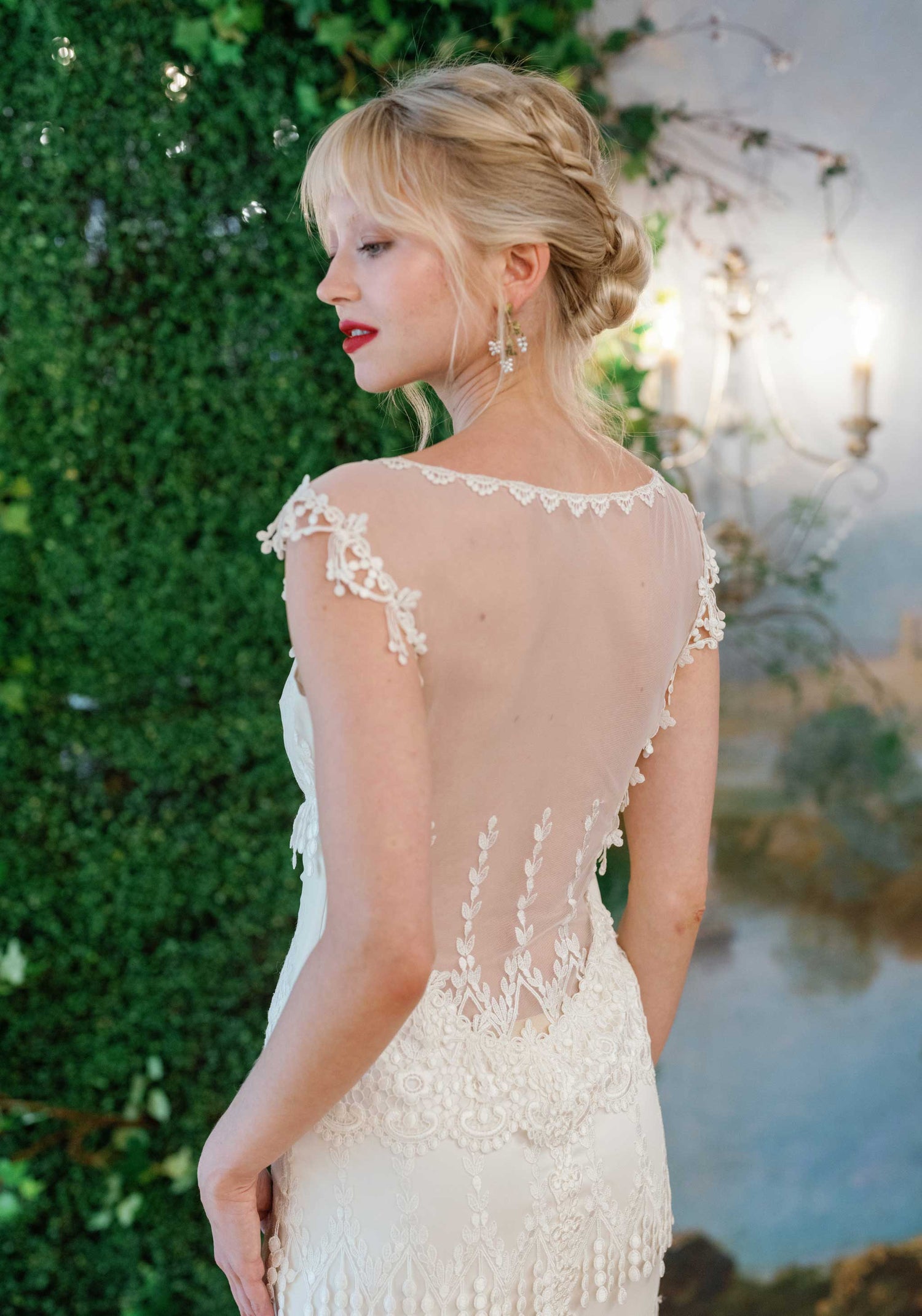 Vintage Inspired Lace & Sheer Back Cocktail Dress by Claire Pettibone Ivory / 10 / Cocktail Vintage Inspired Lace & Sheer Back Cocktail Dress by Claire Pettibone Ivory / 10 / Cocktail
