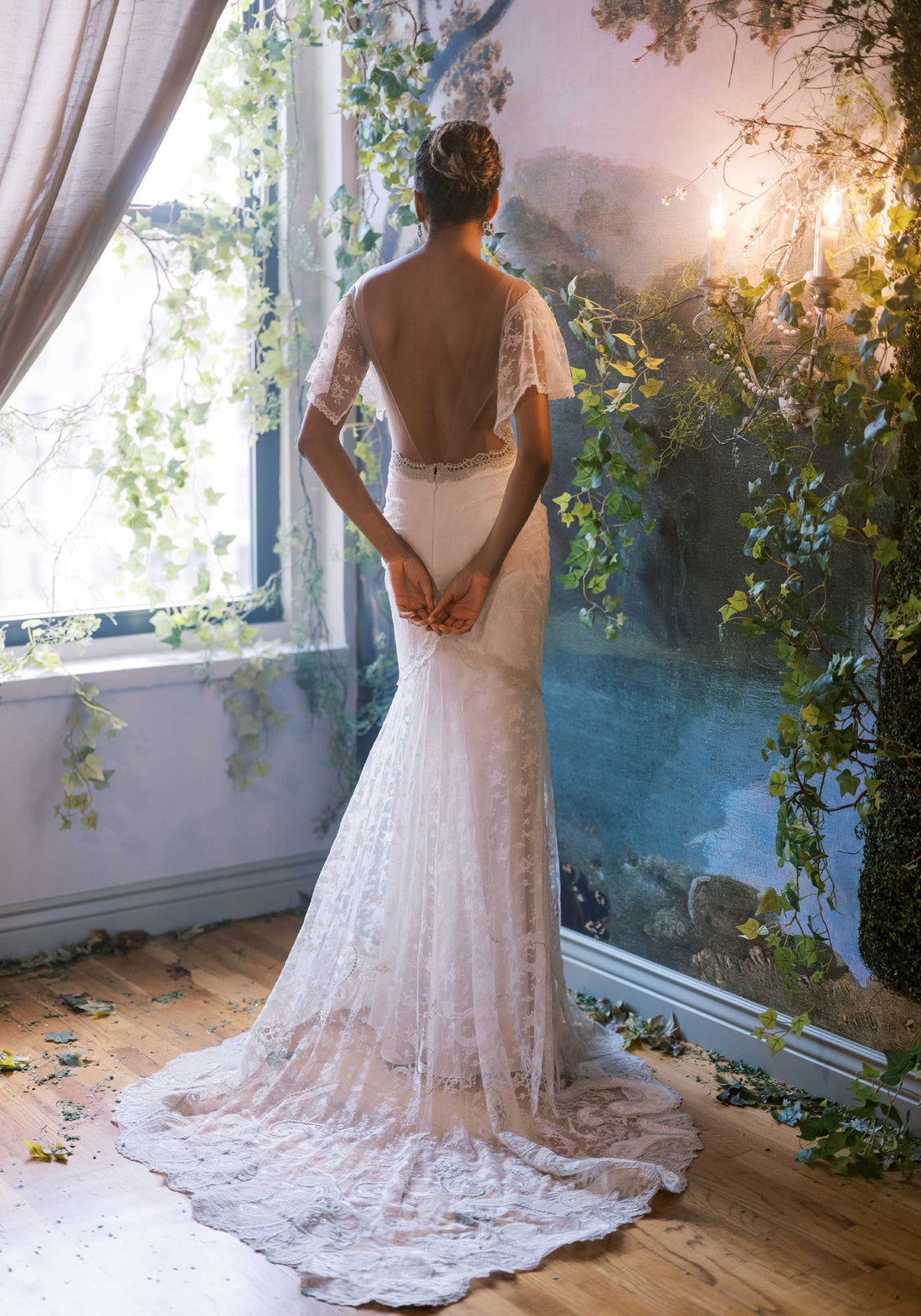 Back view of Laure Wedding dress by Claire Pettibone