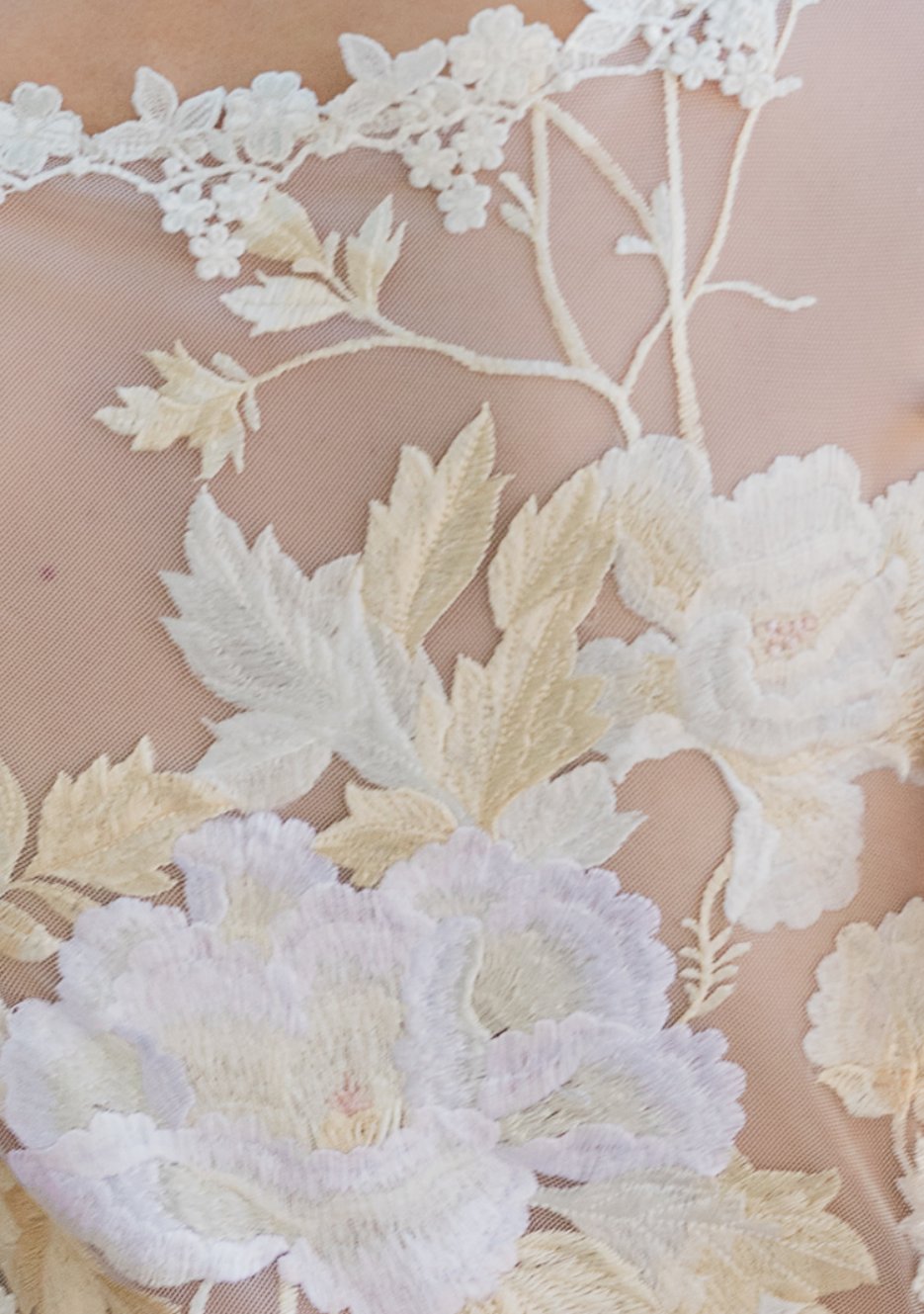 Primavera Embroidered Floral Veil | Scalloped Lace | Claire Pettibone ...