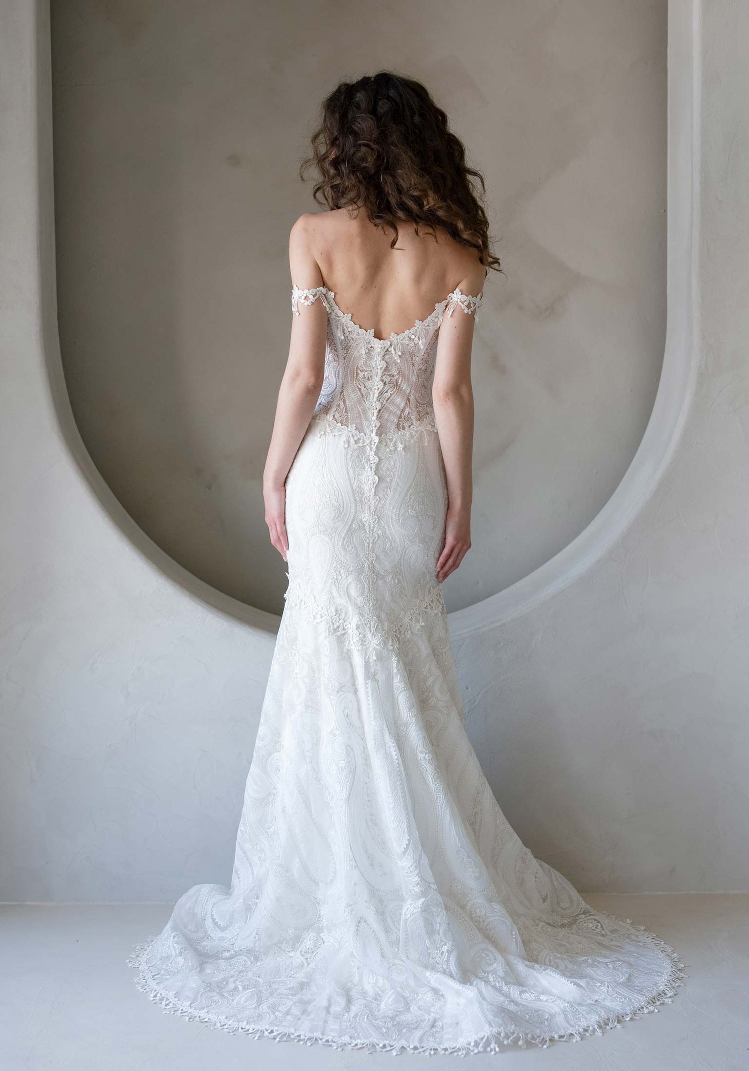 Triolet – Romantic Off-the-Shoulder Wedding Dress by Claire Pettibone Triolet – Romantic Off-the-Shoulder Wedding Dress by Claire Pettibone
