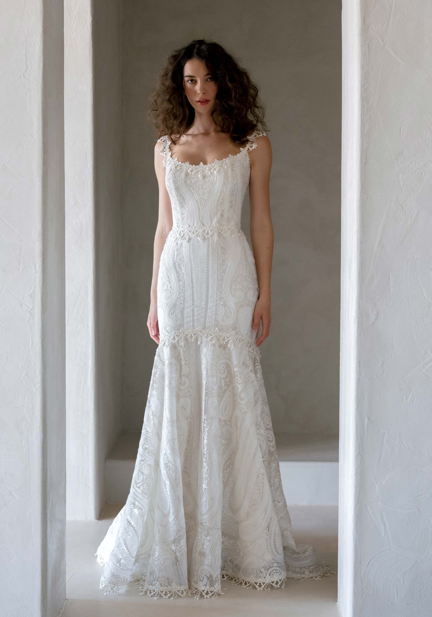 Triolet Romantic Off-the-Shoulder Wedding Dress by Claire Pettibone Triolet Romantic Off-the-Shoulder Wedding Dress by Claire Pettibone