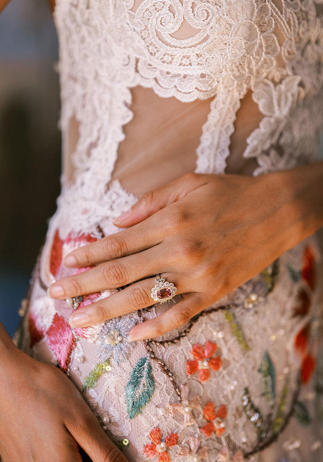 Close-up of bride&