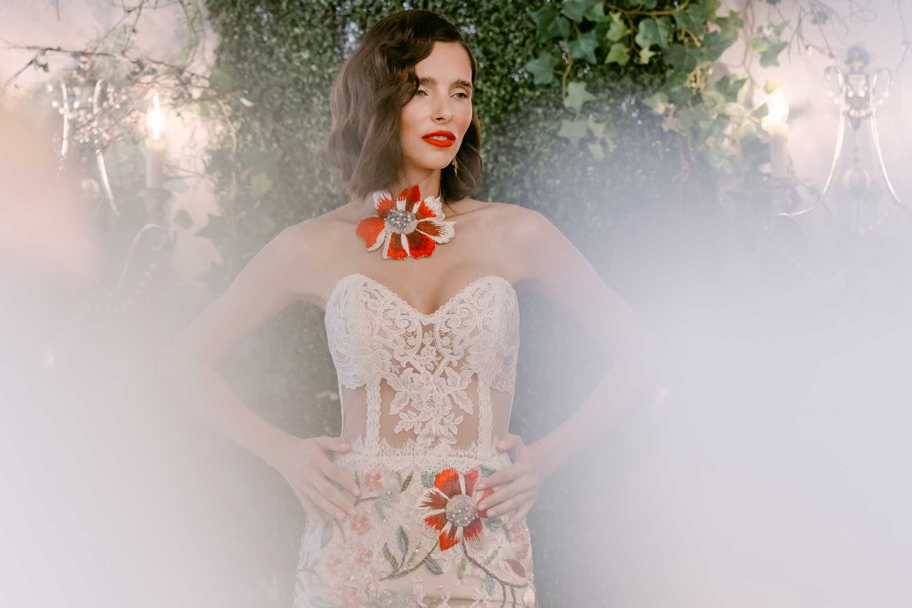 Tudor Rose Luxurious Colorful Corset Fit and Flare Wedding Dress